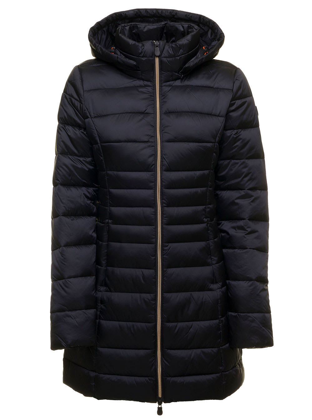 Reese Black Quilted Nylon Long Ecological Down Jacket Save The Duck Woman