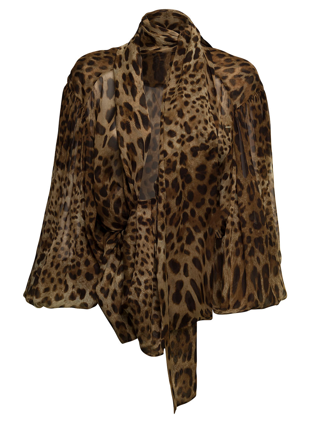 Dolce & Gabbana Womans Animal Printed Chiffon Silk Shirt