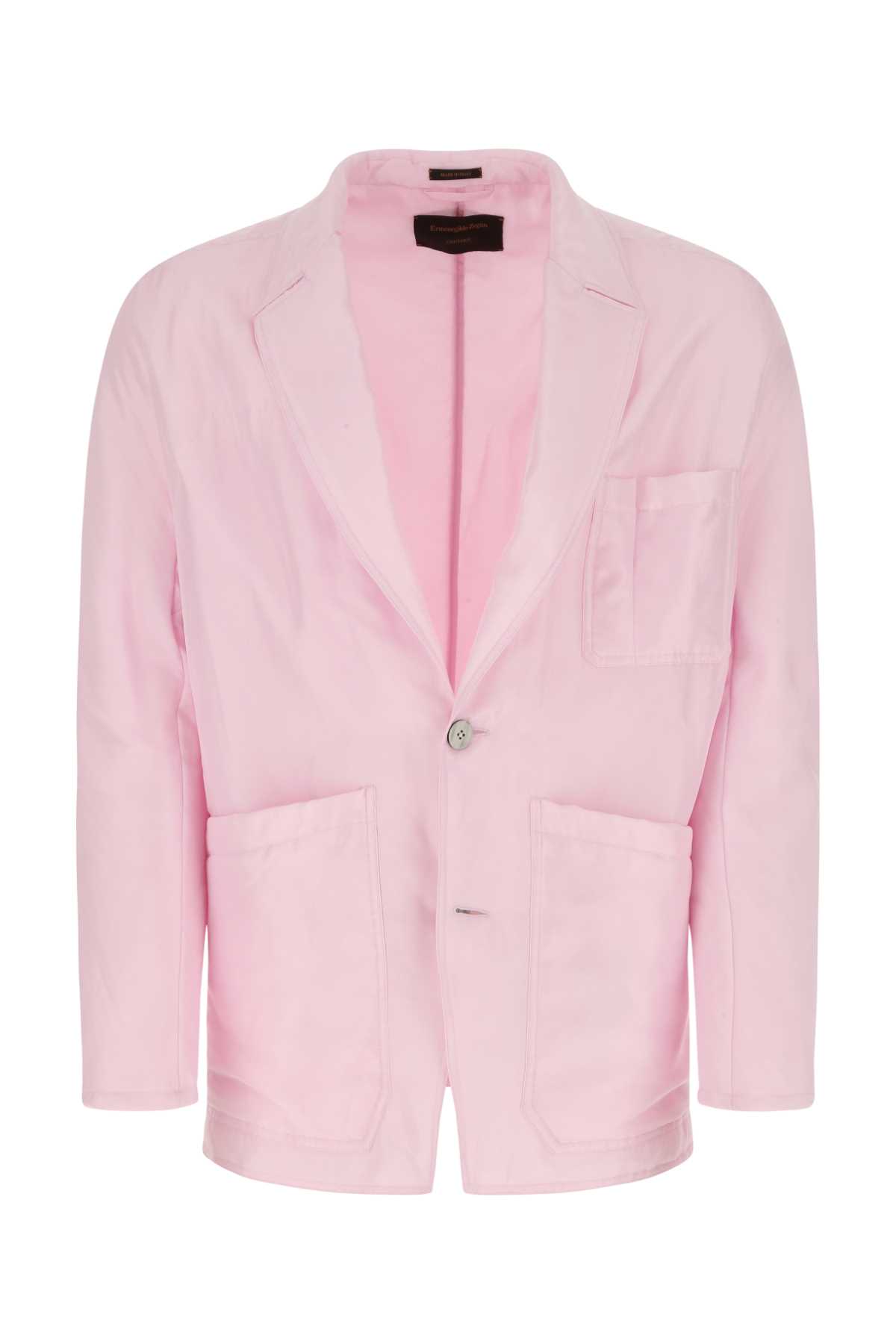 Pastel Pink Silk Padded Blazer