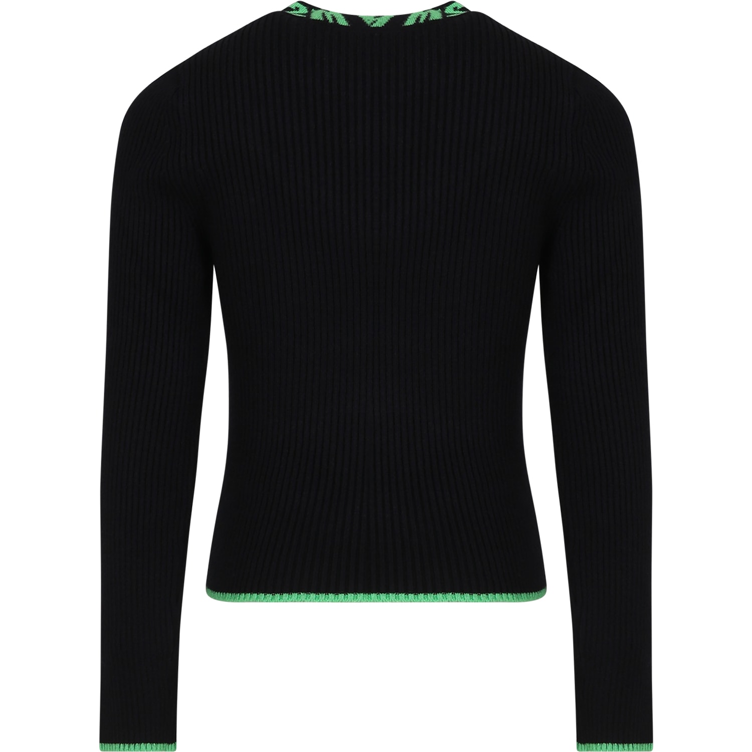 Msgm Black Turtleneck For Girl With Logo In Black