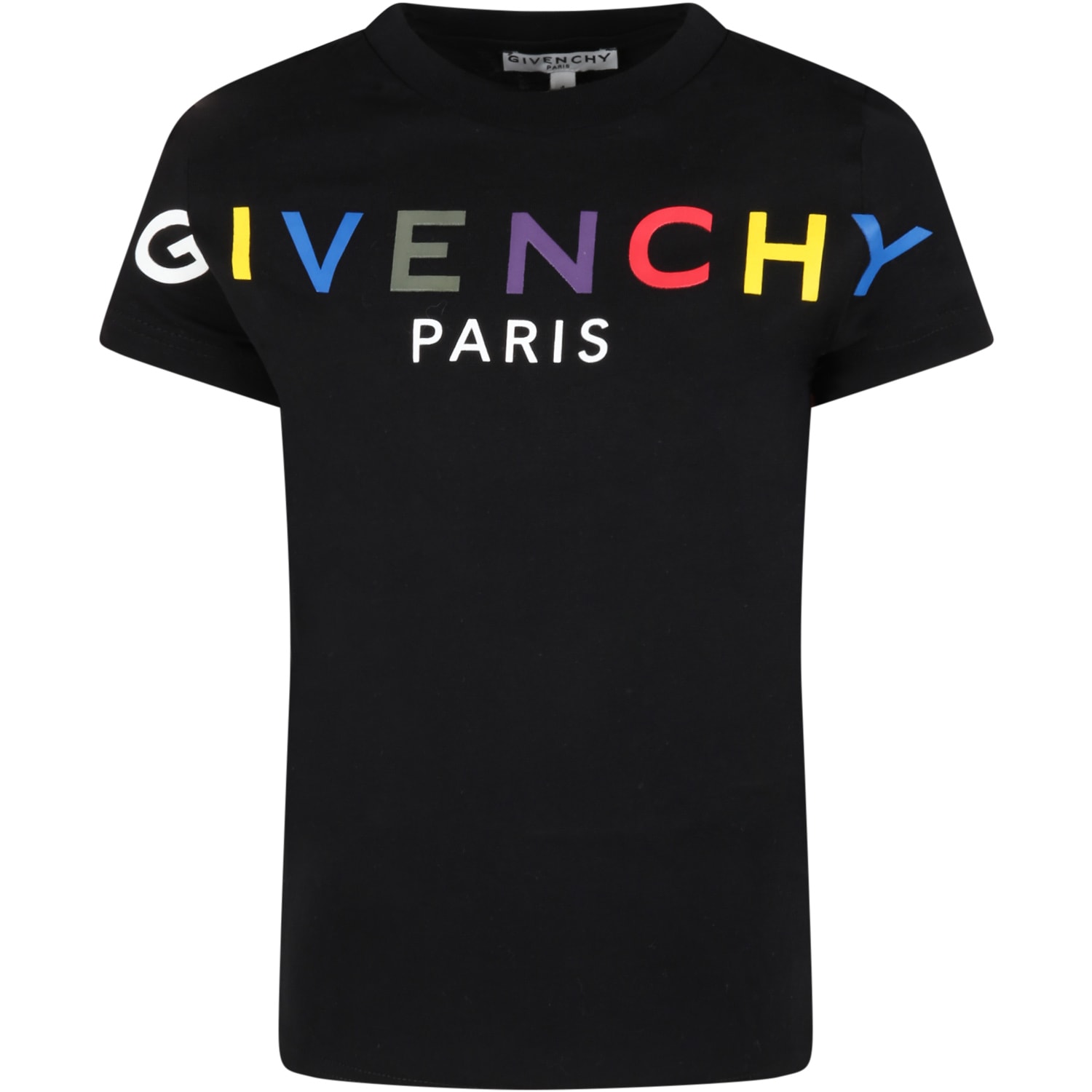 Givenchy Black T-shirt For Kids With Colorful Logo