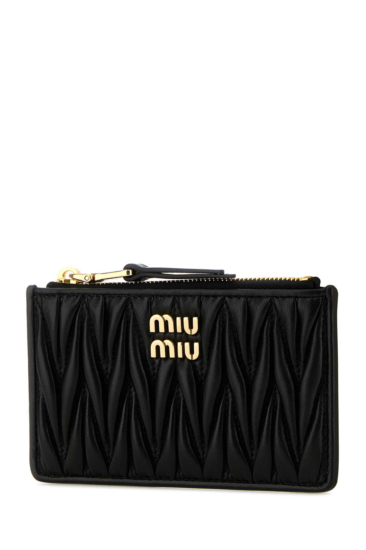 Shop Miu Miu Black Nappa Leather Card Holder In Nero