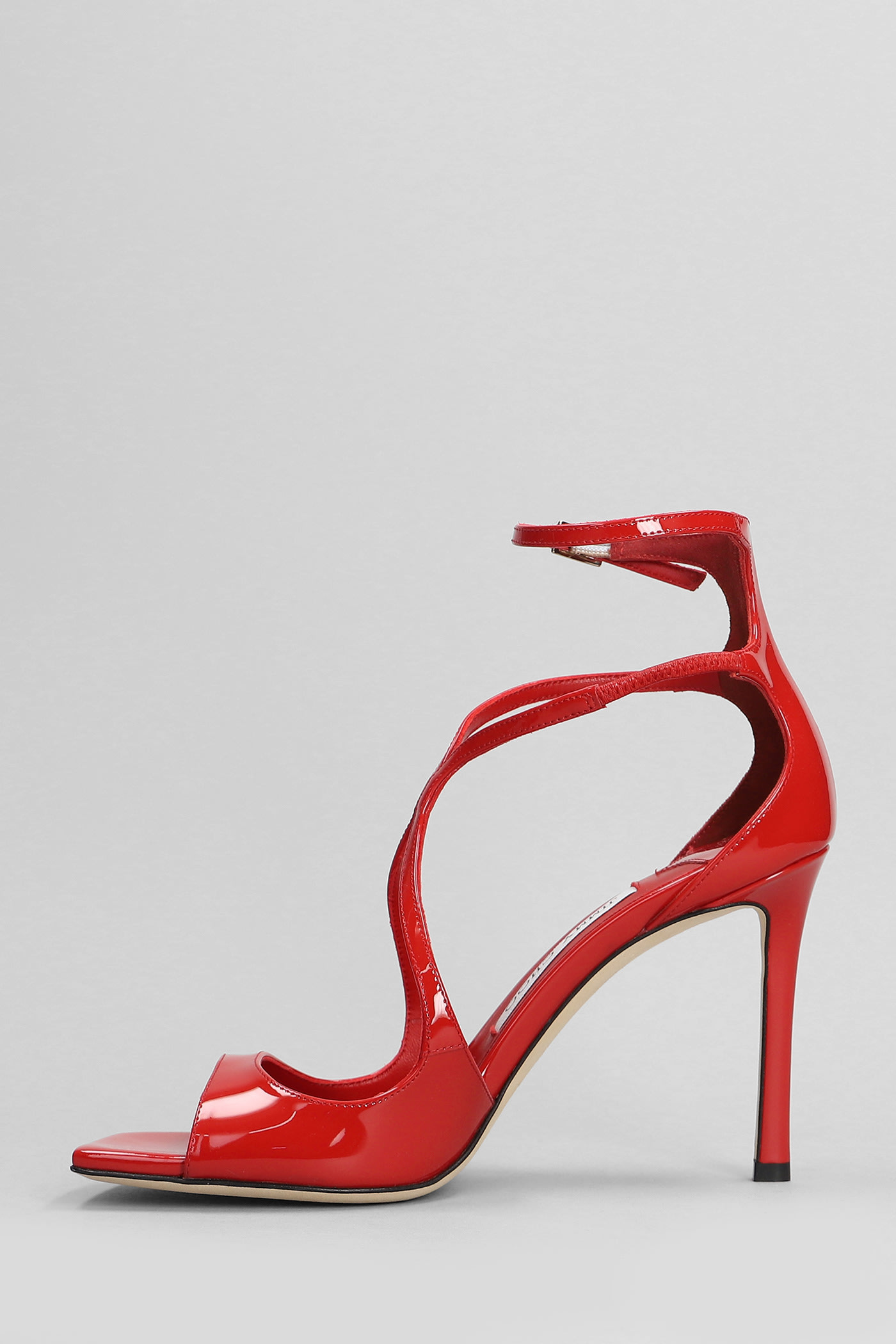 Shop Jimmy Choo Azia 95 Sandals In Red Patent Leather