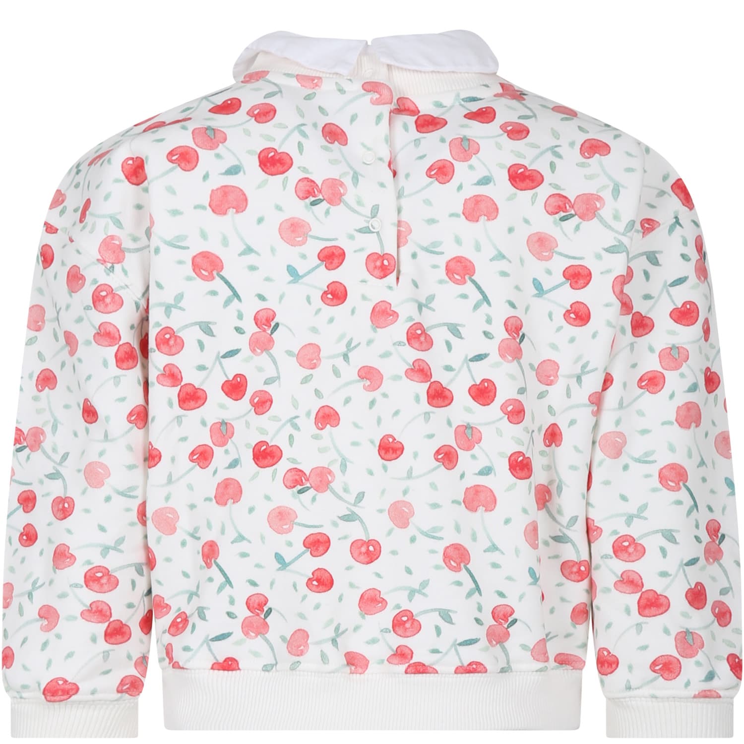 Shop Bonpoint Ivory Sweatshirt For Girl With Iconic Cherries In White