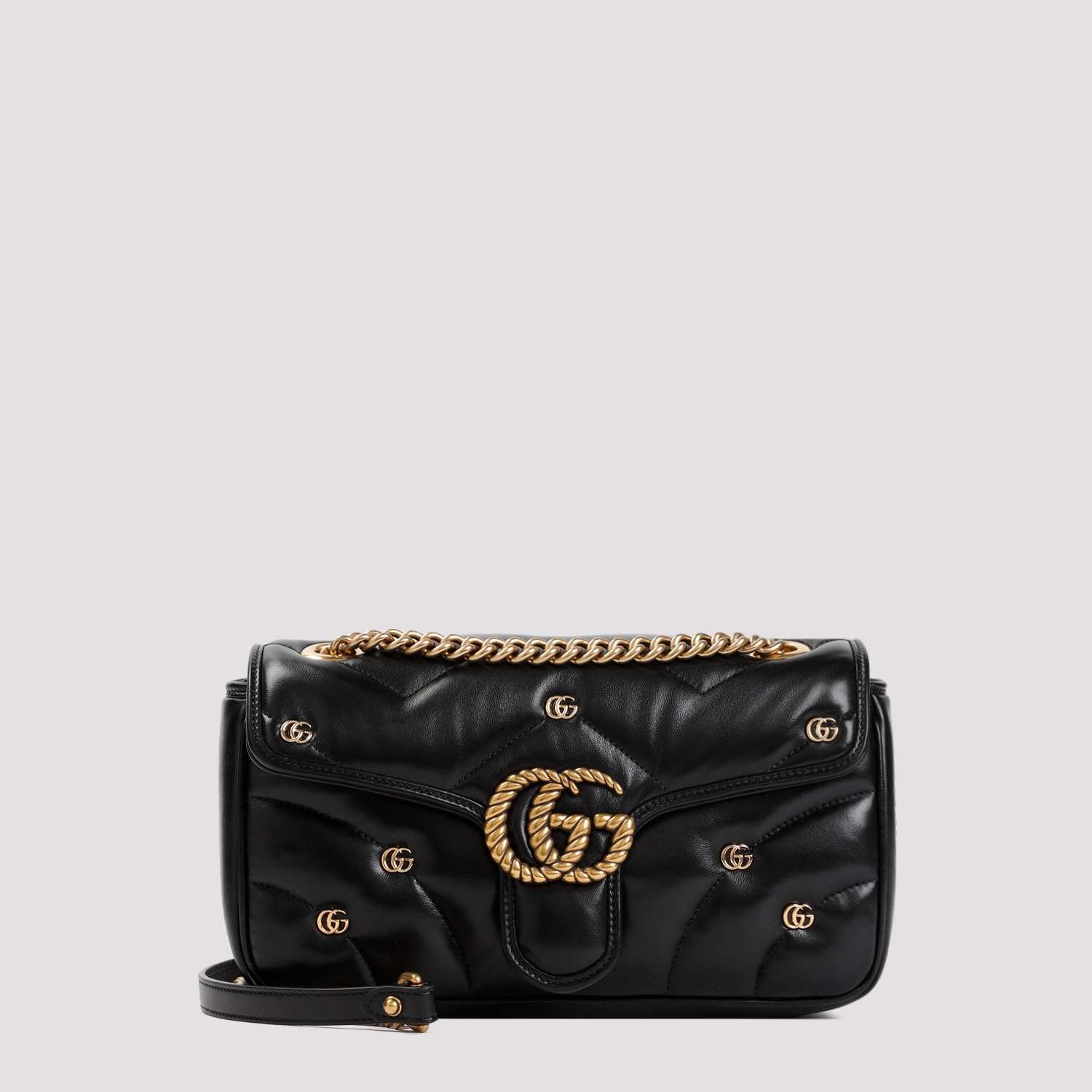 Shop Gucci Gg Marmont Small Shoulder Bag In Black