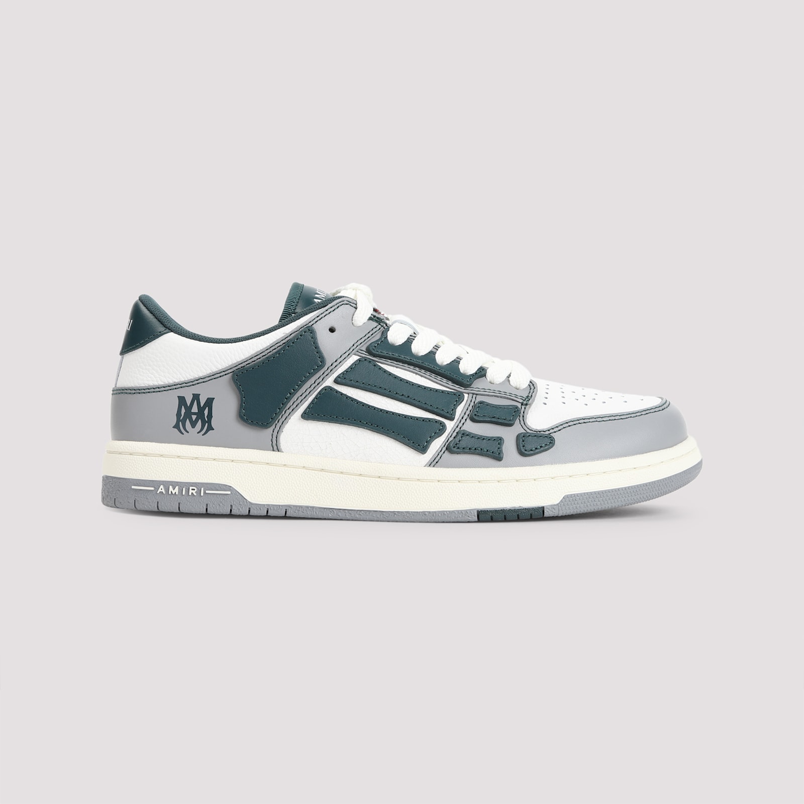 Amiri Skel Top Low Grey Sneakers With Logo Patch On Thetongue And Contrasting Details On The Side In Leath In Gray