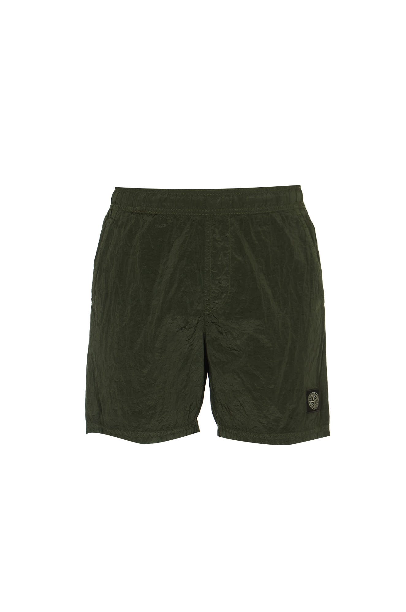 Shop Stone Island Logo Patch Shorts In Musk