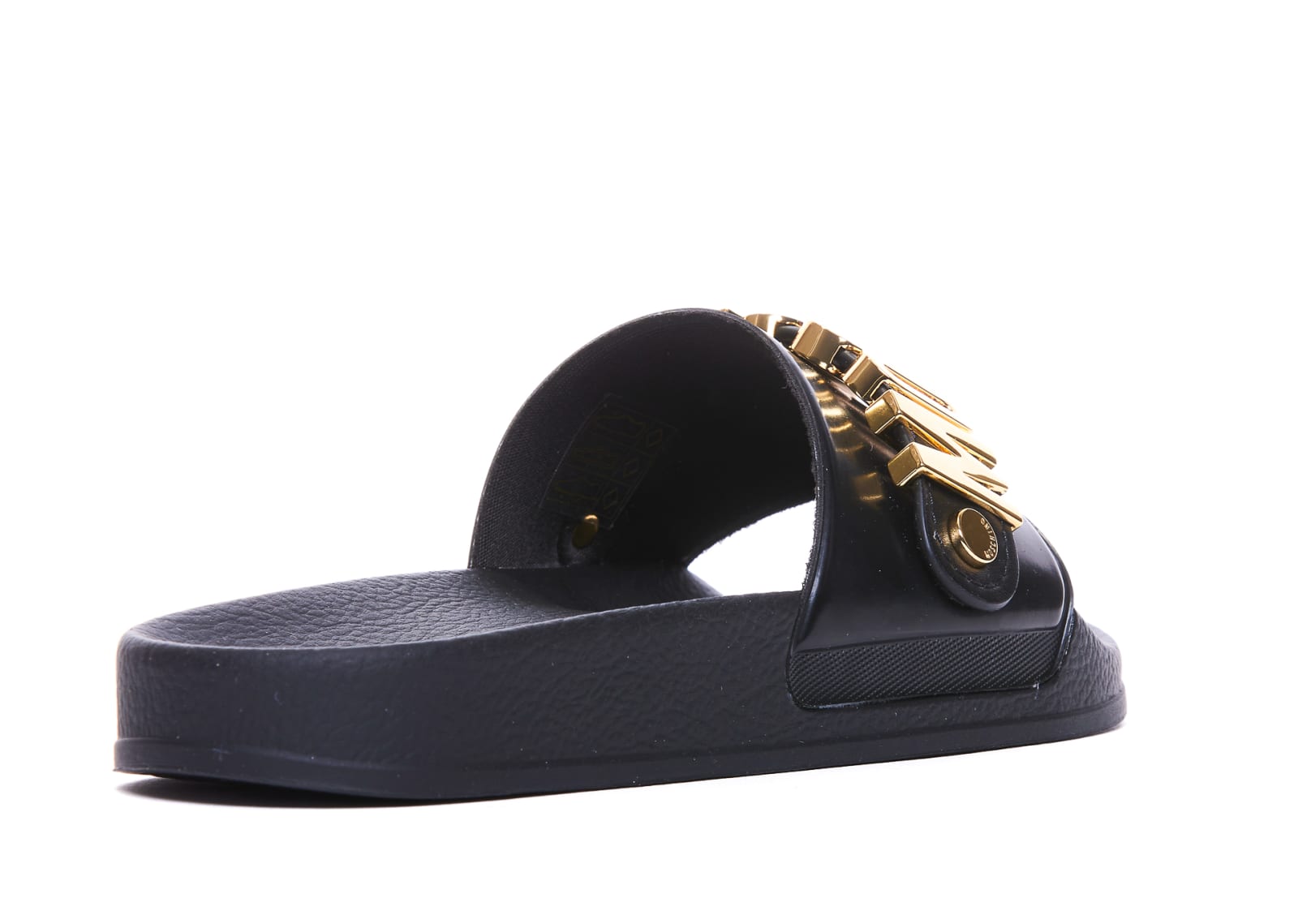 Shop Moschino Logo Lettering Sandals In Black