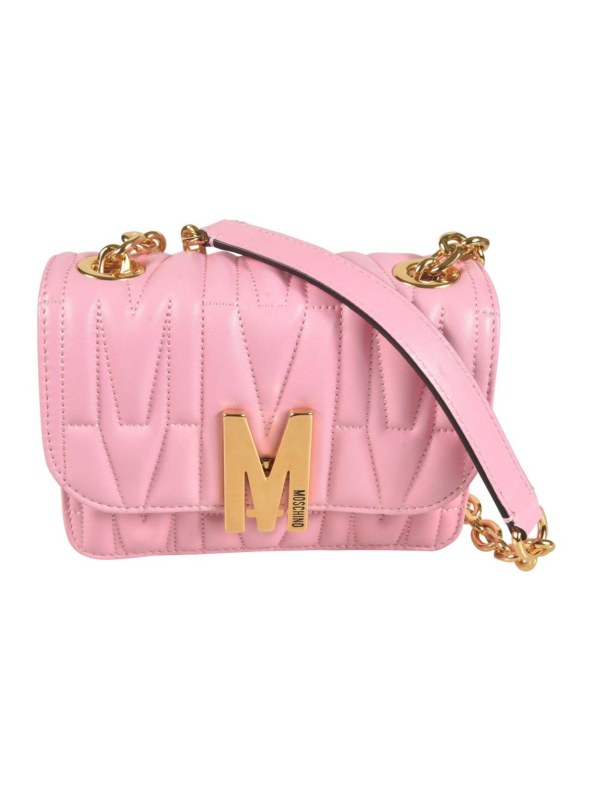 Shop Moschino Logo Plaque Shoulder Bag In Pink