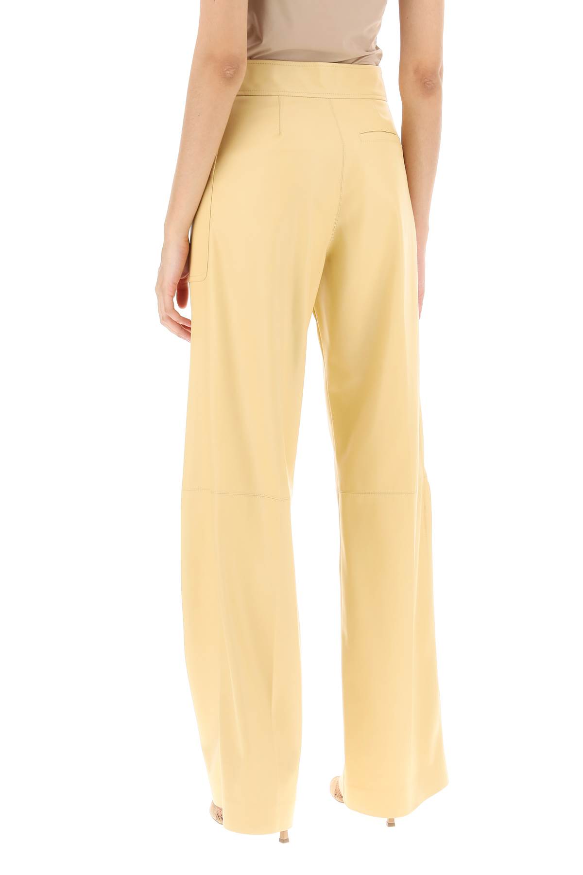 Stella Mccartney Wide Leg Pants In Vegan Leather In Butter (beige)