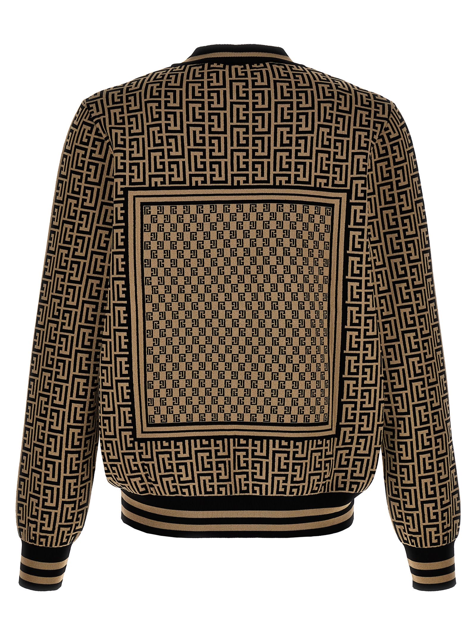 Shop Balmain Mini Monogram Sweater In Multicolor