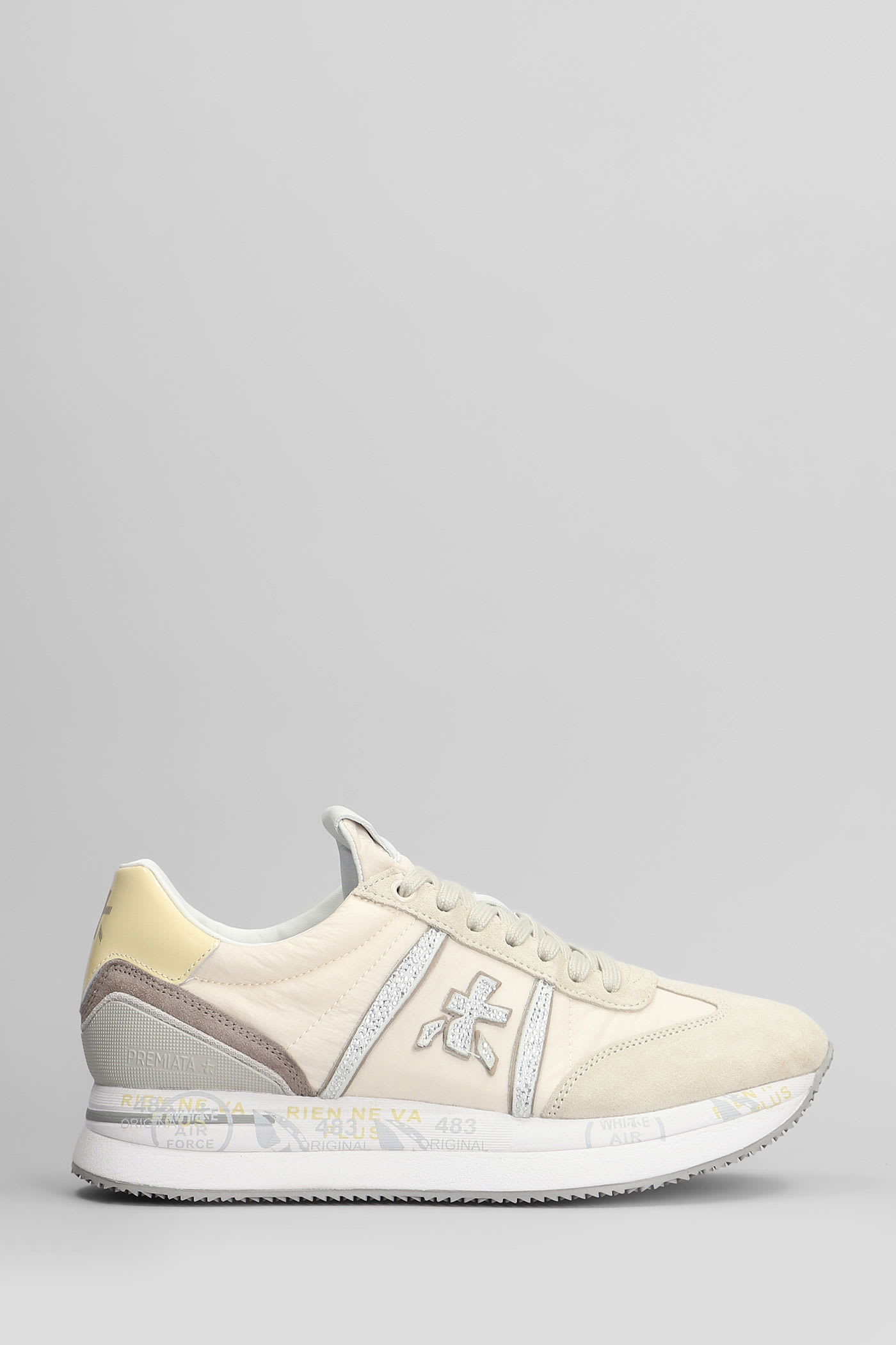 Premiata Conny Sneakers In Beige Suede And Fabric In Neutral
