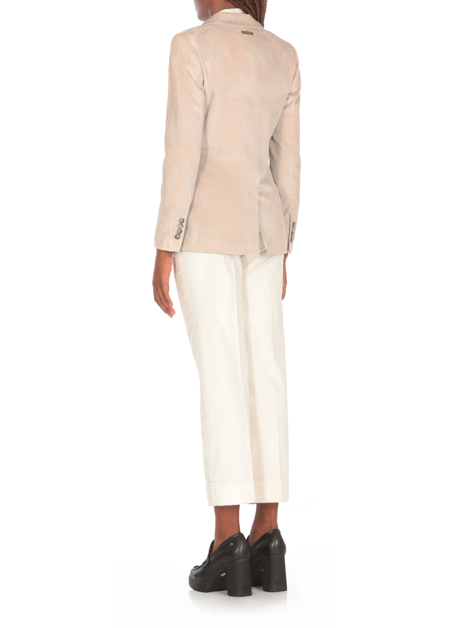 Shop Peserico Corduroy Blazer In Beige