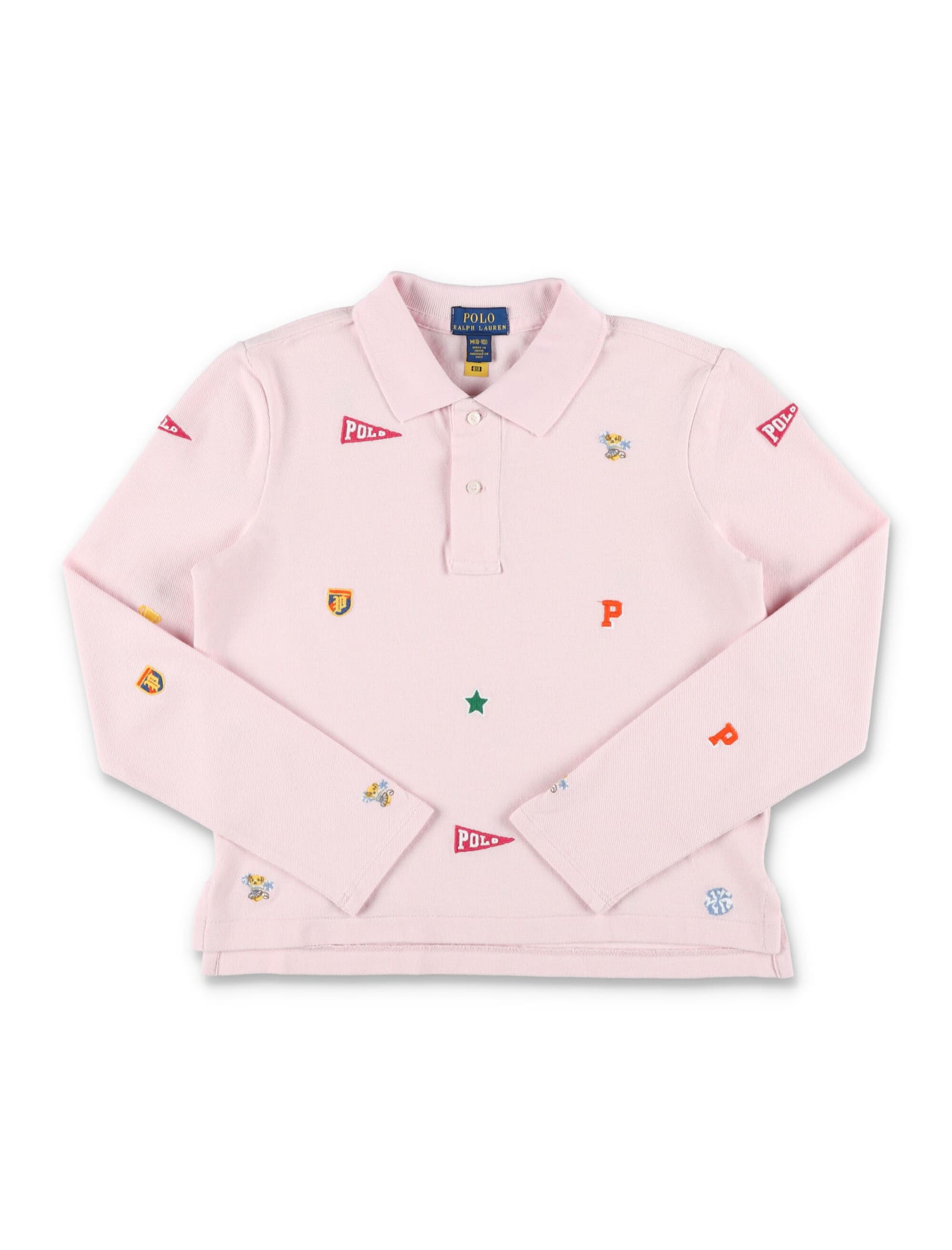 Ralph Lauren Kids' Long Sleeves Horses Polo Shirt In Pink