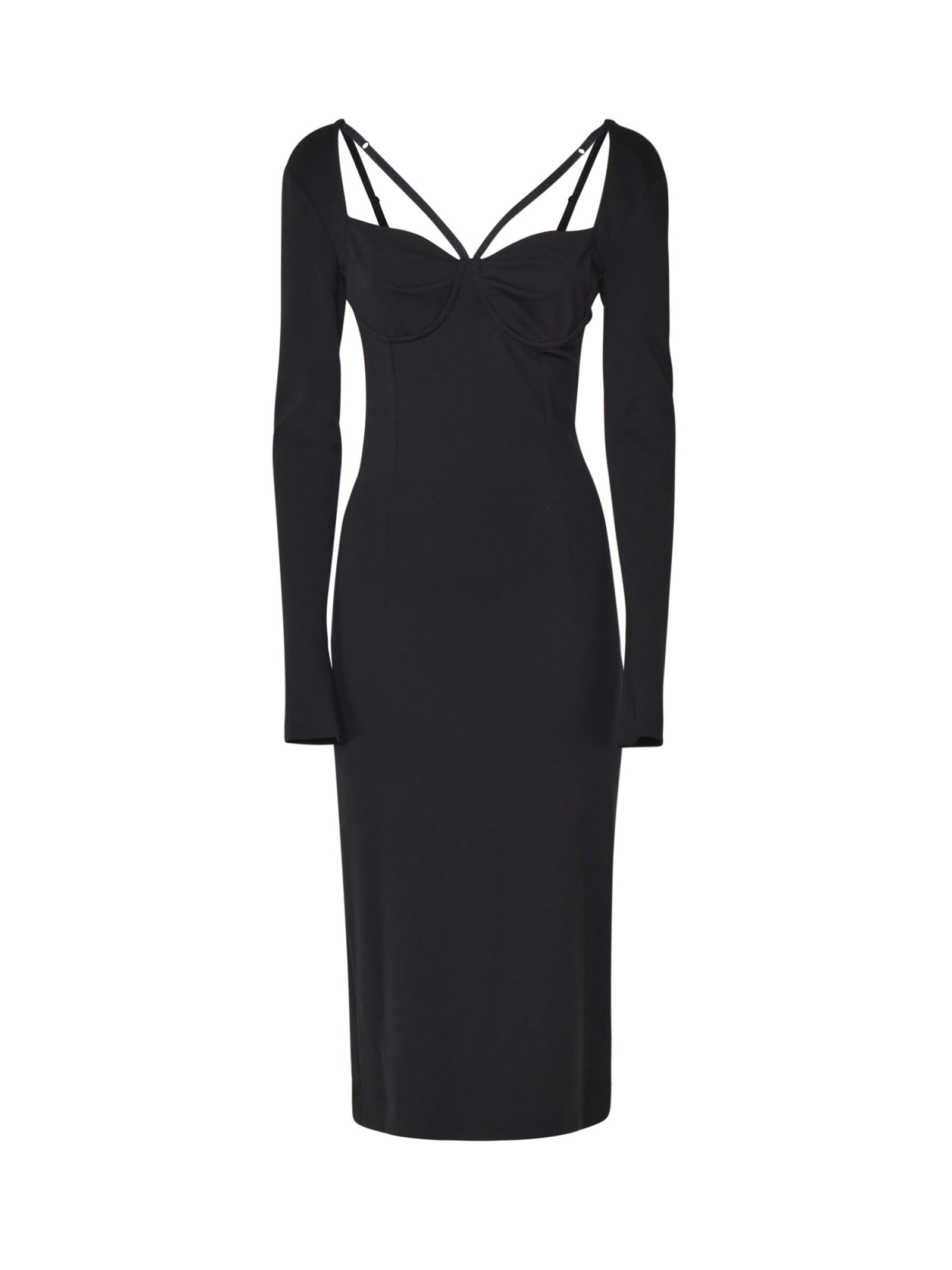 Dolce & Gabbana Jersey Milano Rib Calf-length Dress In Black