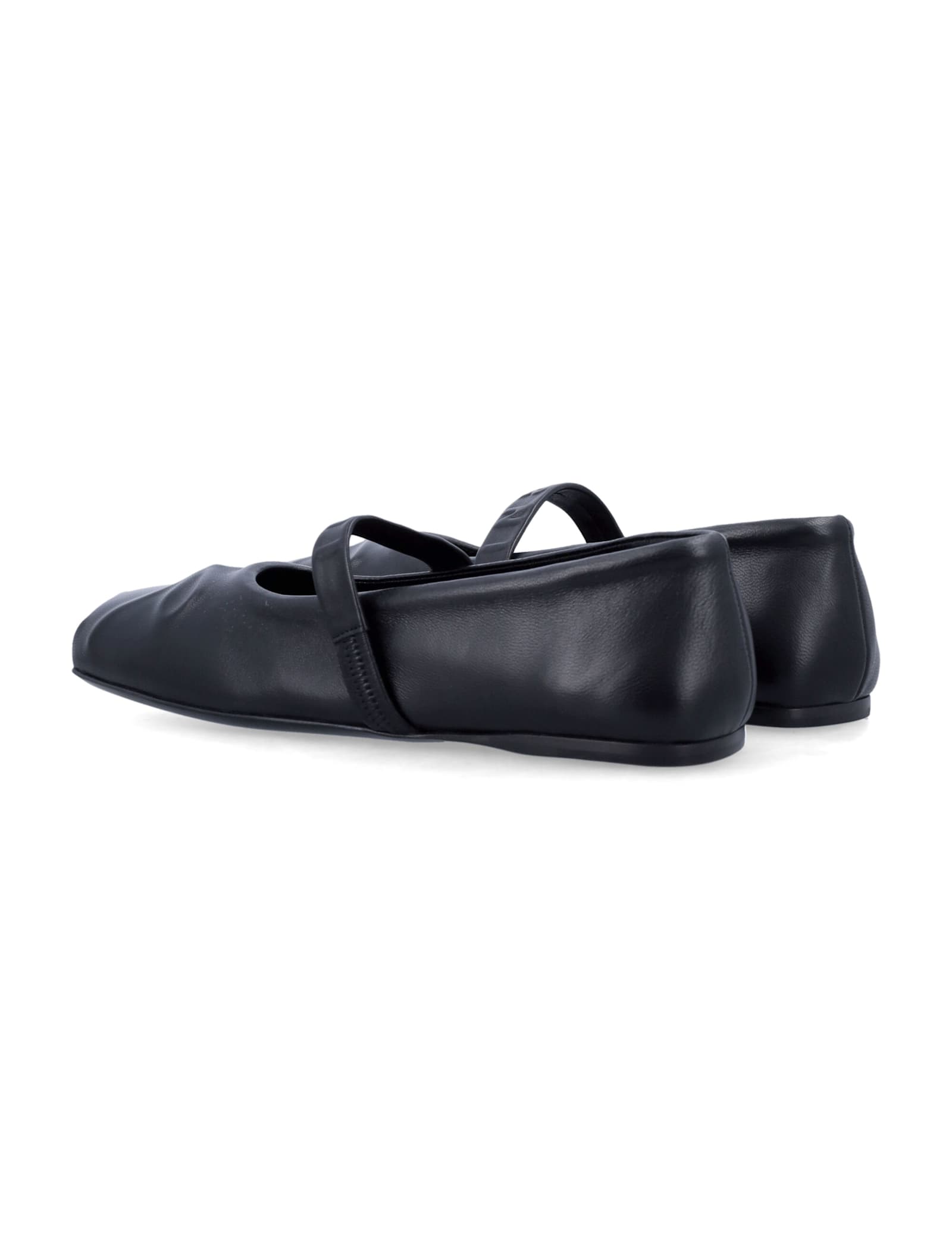 Marni Black Ballerinas With Embossed Bow Detail On The Front In Leather Woman In Black