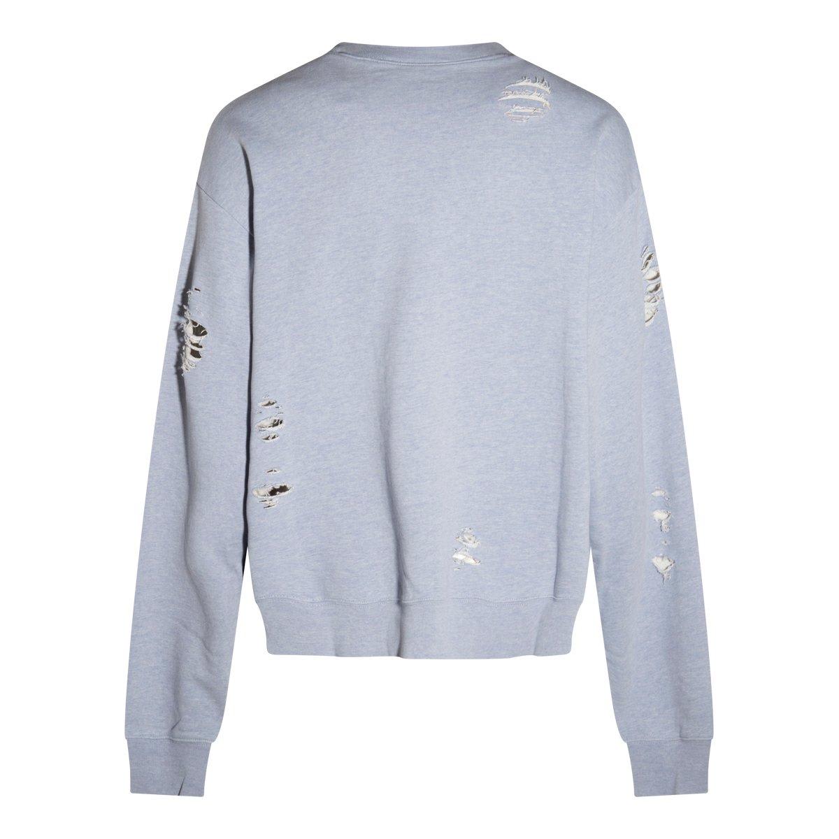 Shop Acne Studios Distressed Logo Printed Sweatshirt In Clear Blue