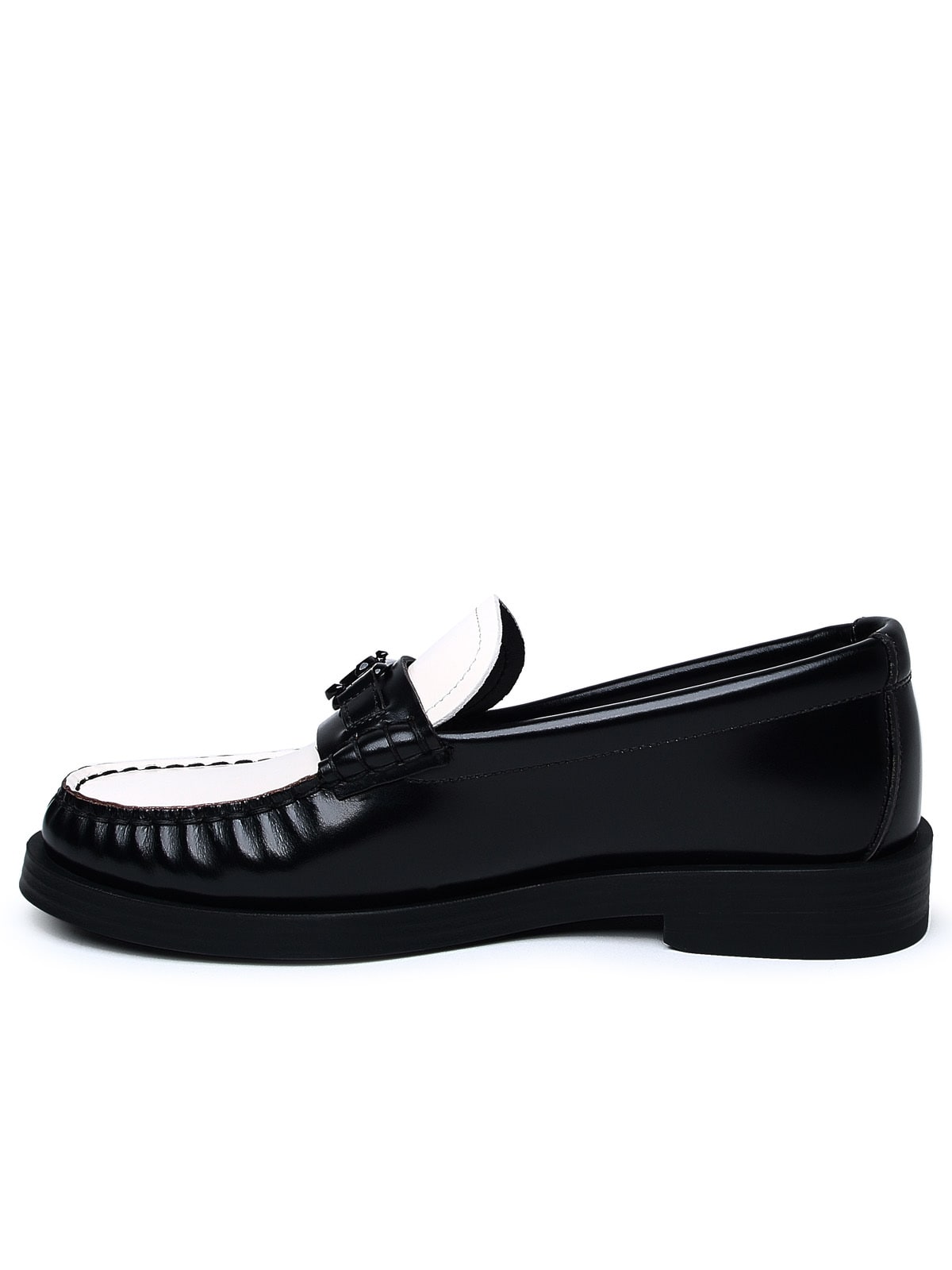 Shop Jimmy Choo Two-tone Leather Loafers In Black