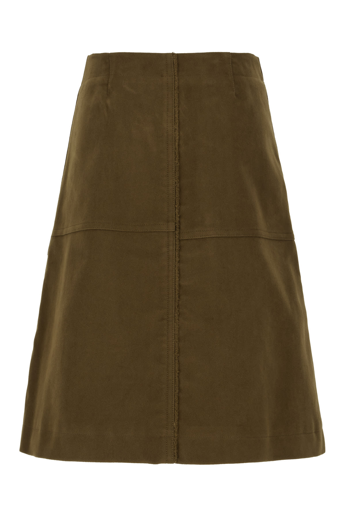 Shop Burberry Military Green Cotton Skirt In Bramble