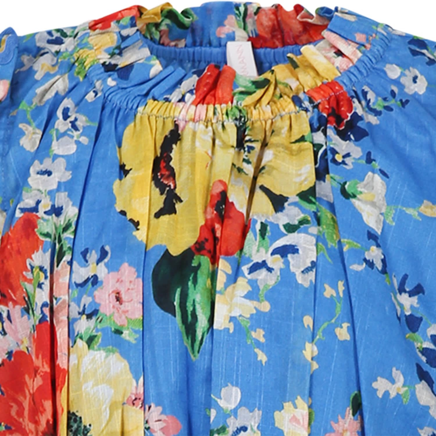 Shop Zimmermann Light Blue Dress For Girl With Floral Print
