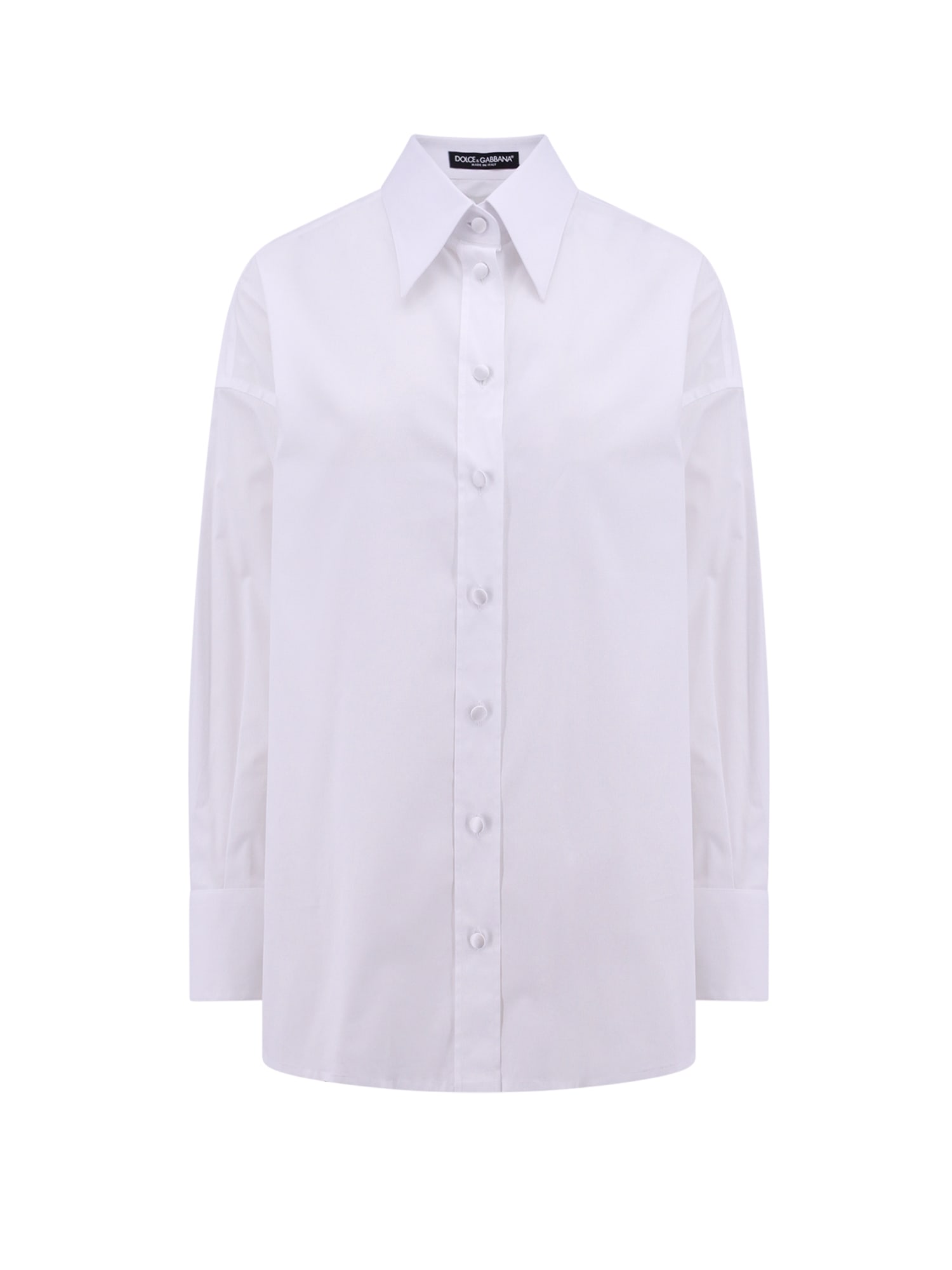 Dolce & Gabbana Maxi Shirt With Satin Buttons In White