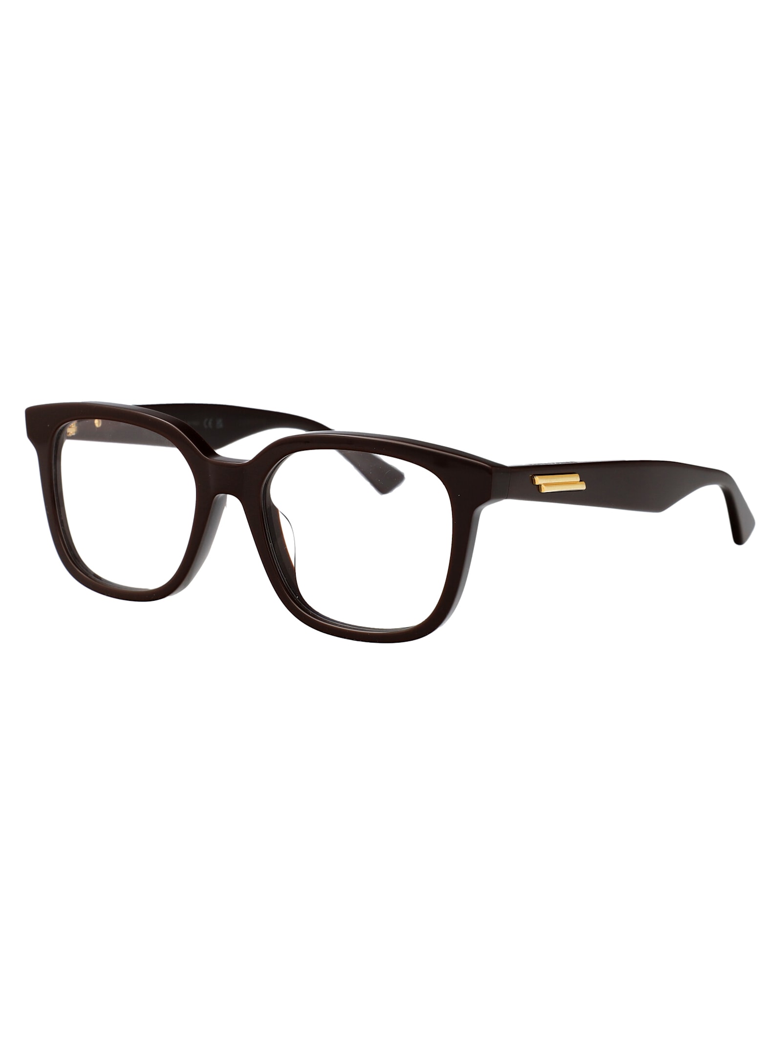 Bottega Veneta Brown-brown-transparent Acetate Glasses In Black