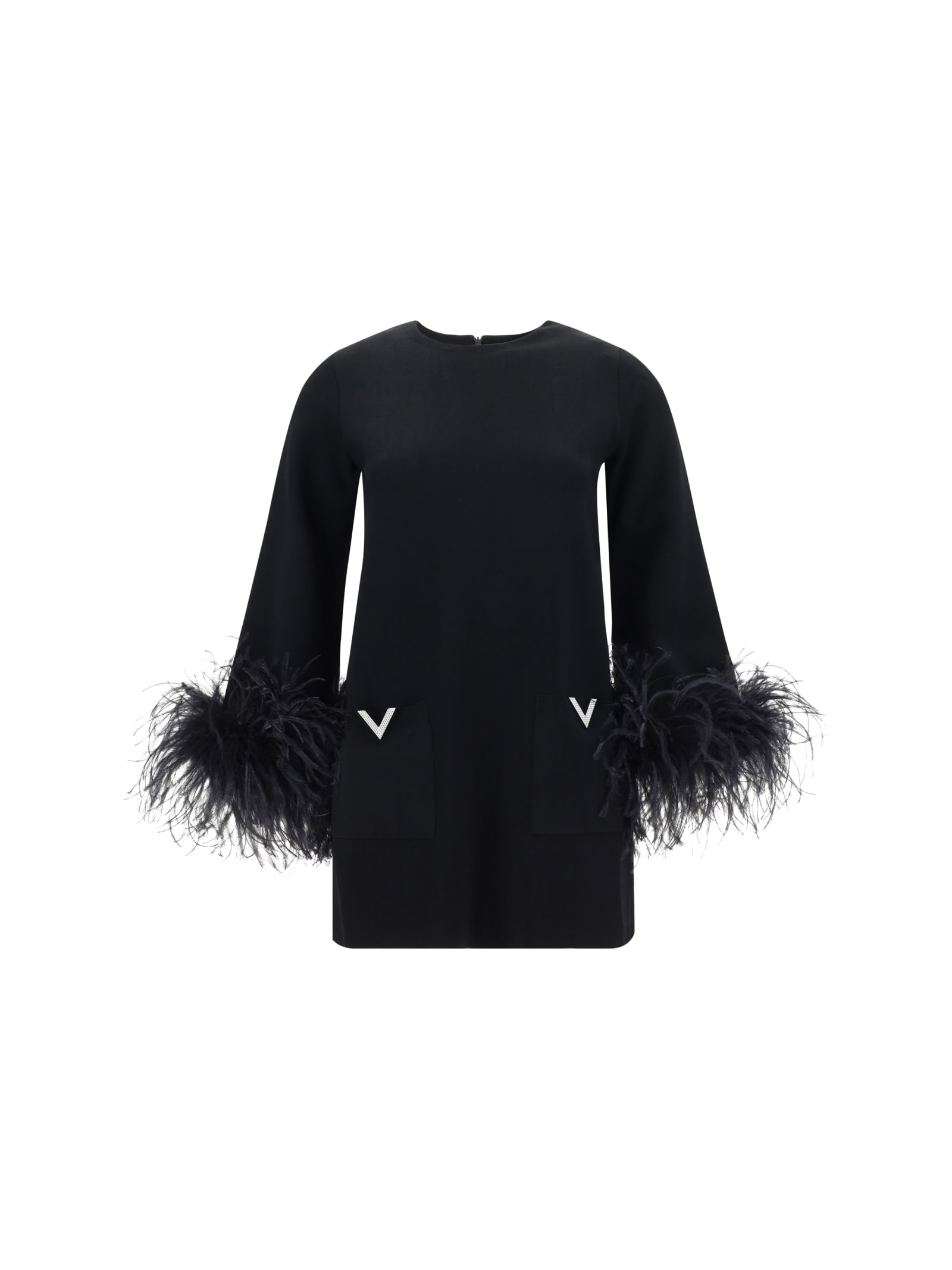 Shop Valentino Black Viscose Feather Sweater In Nero