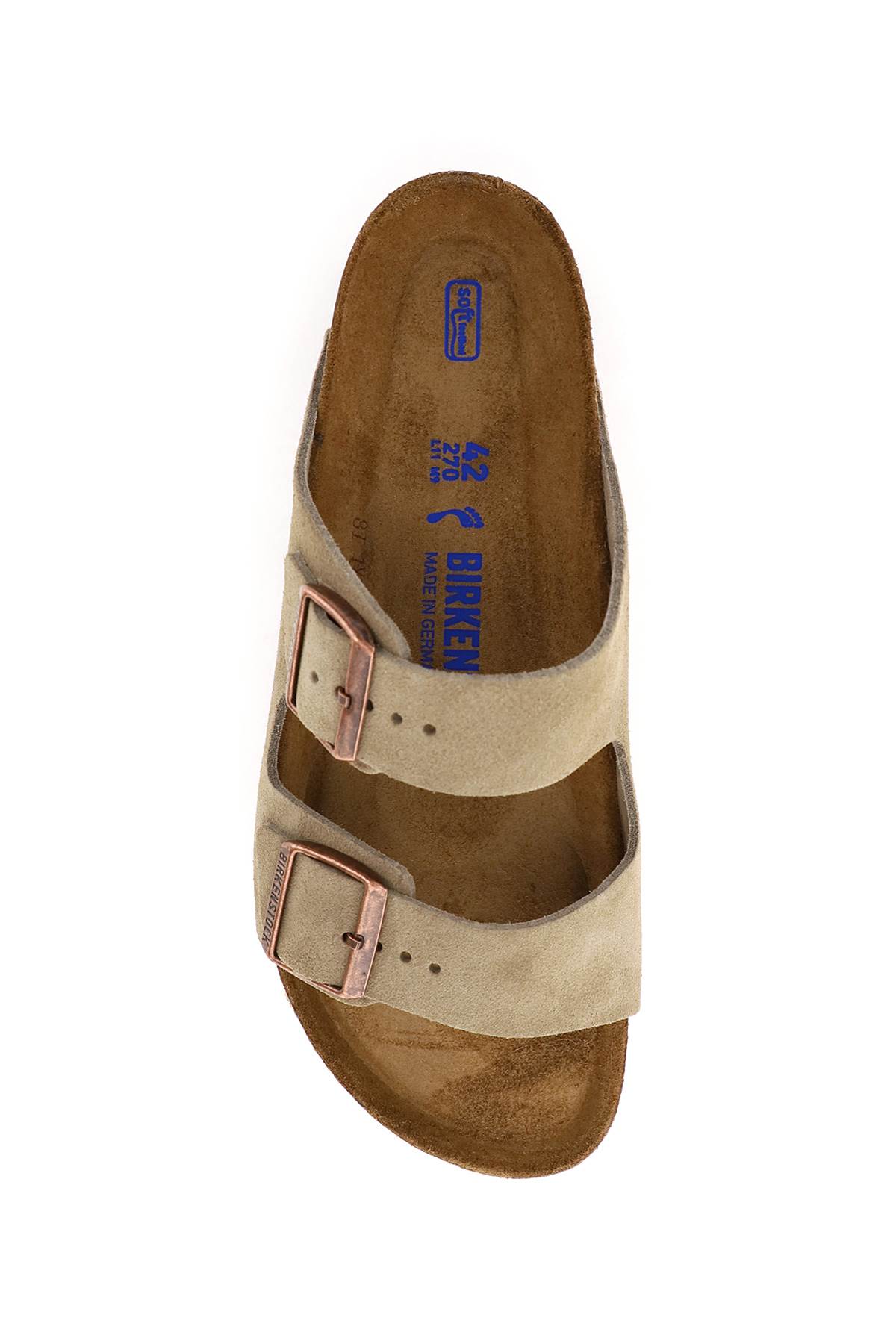 Shop Birkenstock Arizona Mules Soft Footbed In Taupe