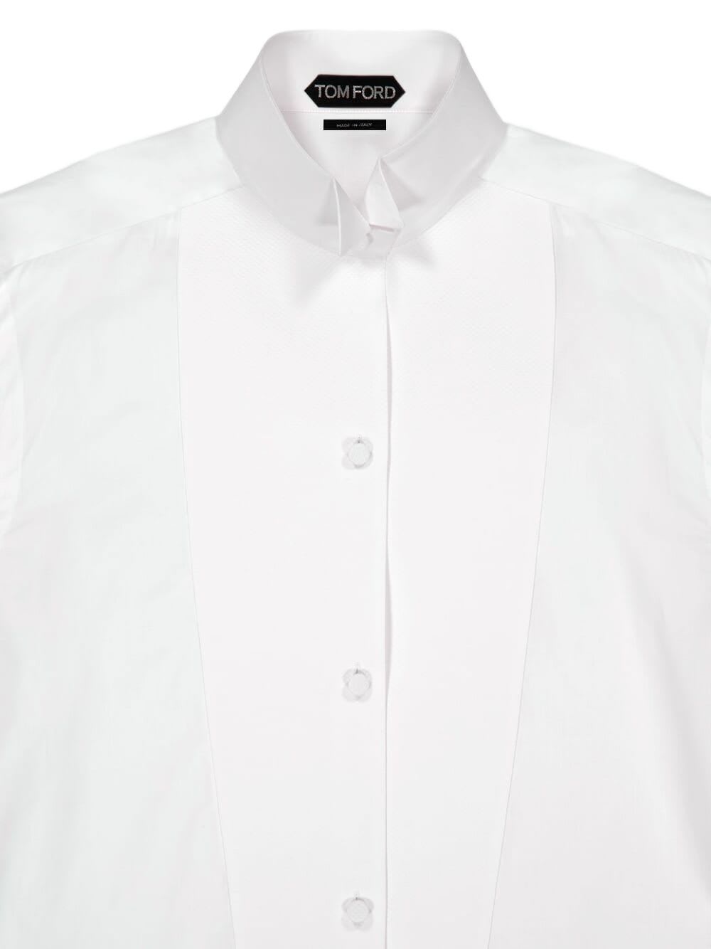 Tom Ford Tailored Black Smoking Shirt With Crisp Collar In White