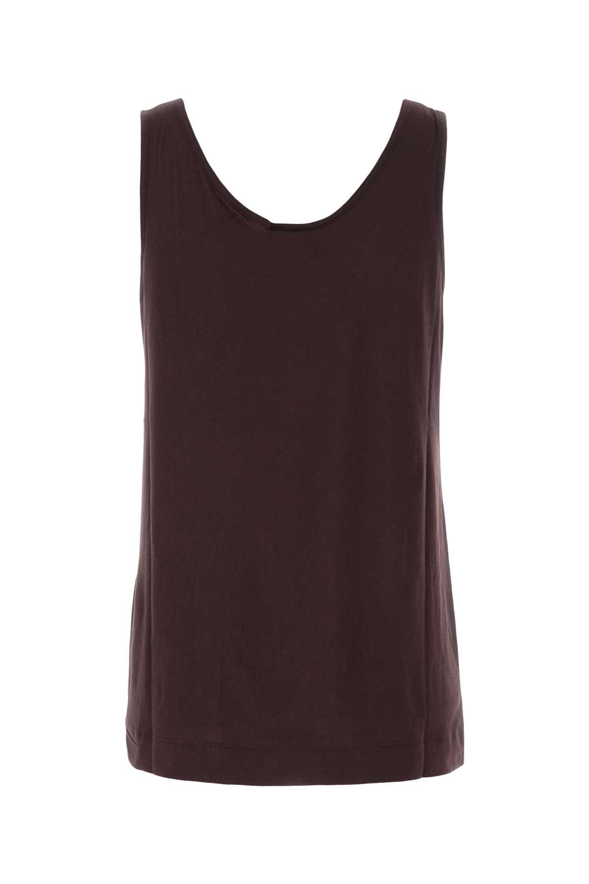 Shop Dries Van Noten Brown Cotton Blend Gamba Tank Top In Burgundy