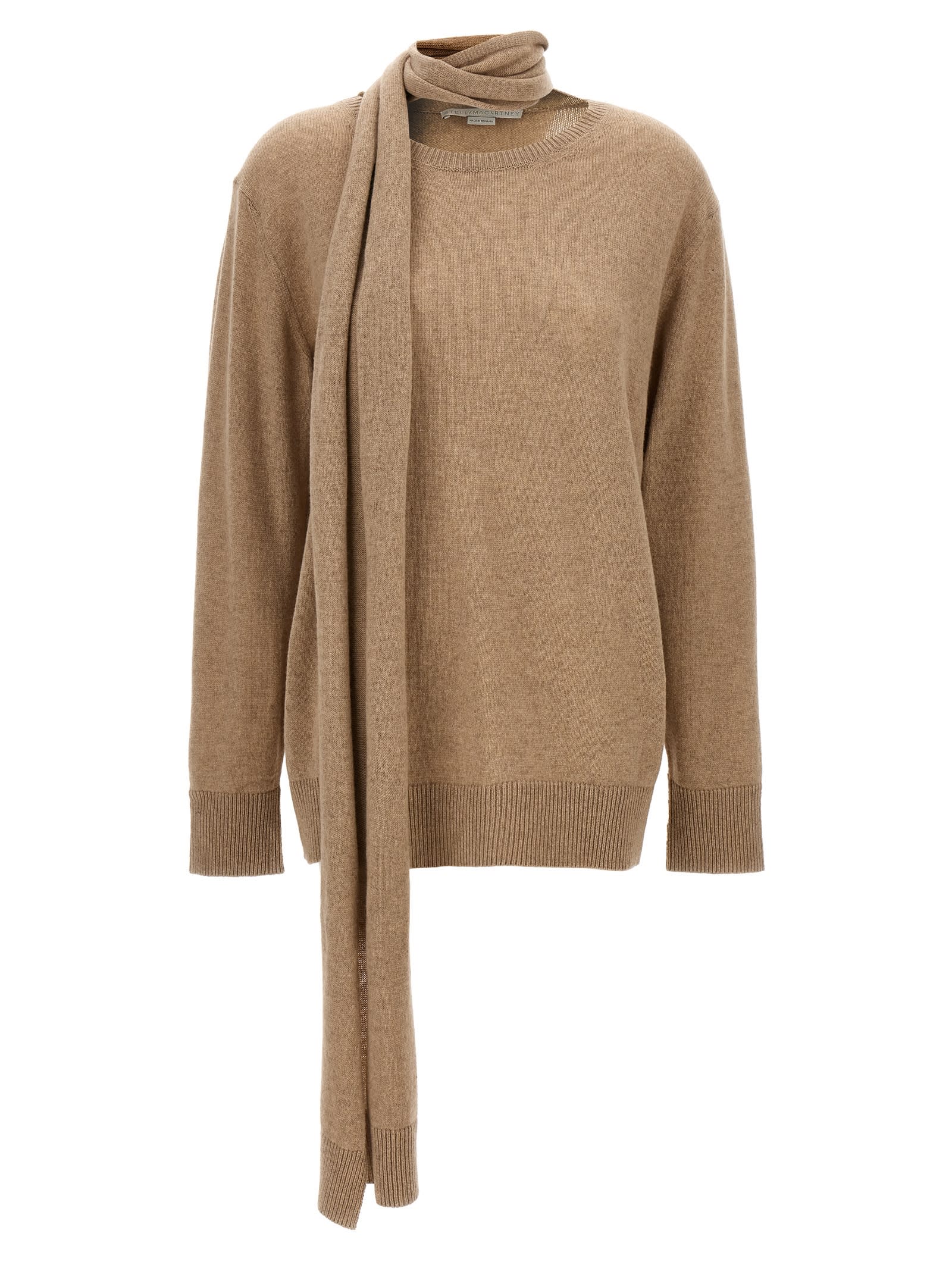 Shop Stella Mccartney Scarf Detail Sweater In Beige