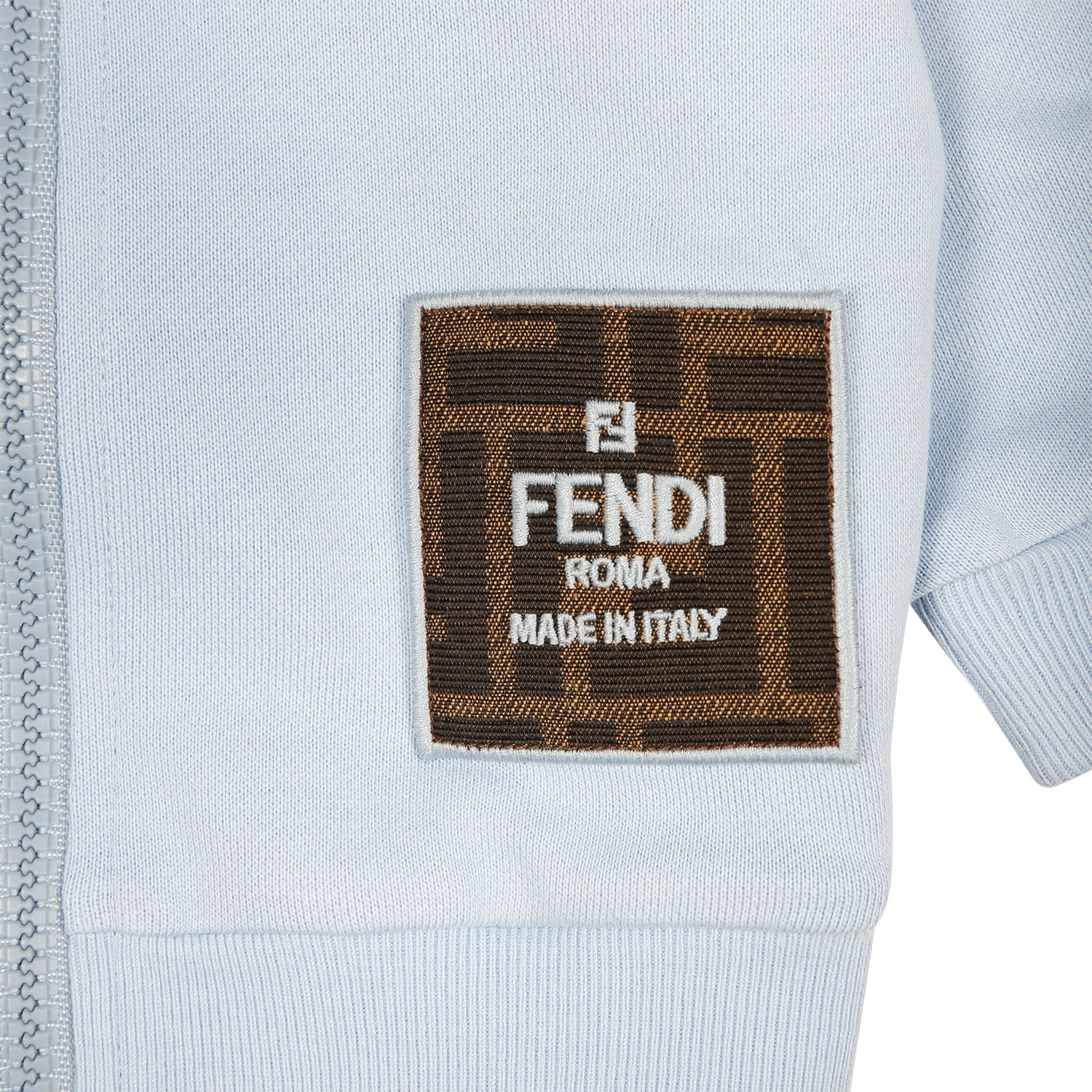 Shop Fendi Light Blue Sweatshirt For Baby Boy With Logo