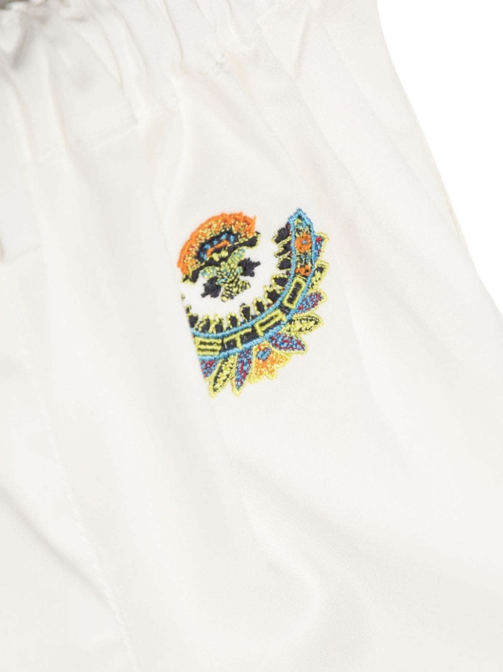 Shop Etro White Twill Shorts With Embroidery