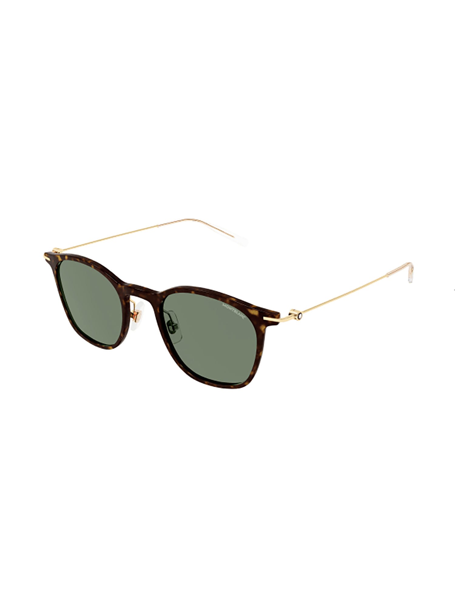 Shop Montblanc Mb0098s Sunglasses In Havana Gold Green