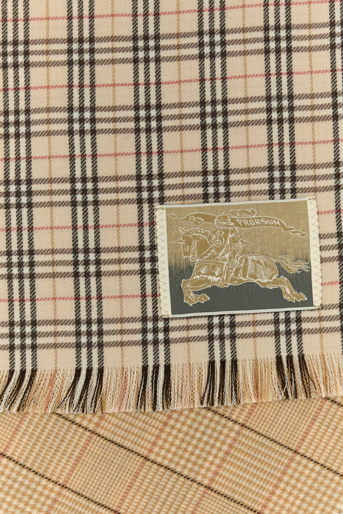 Shop Burberry Check Wool Scarf In Alabaster
