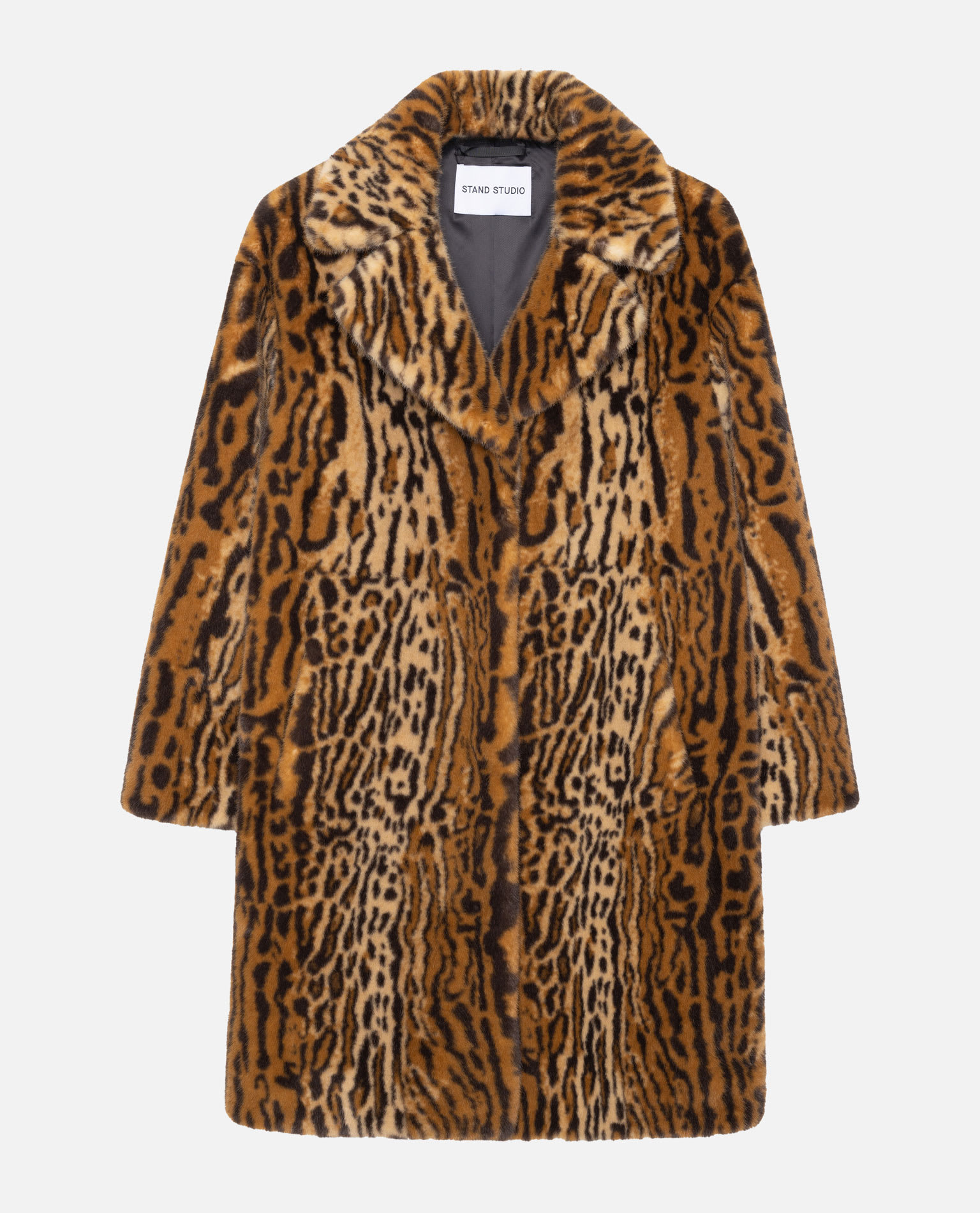 Stand Studio Camille Cocoon Leopard-print Faux Fur Coat In Brown