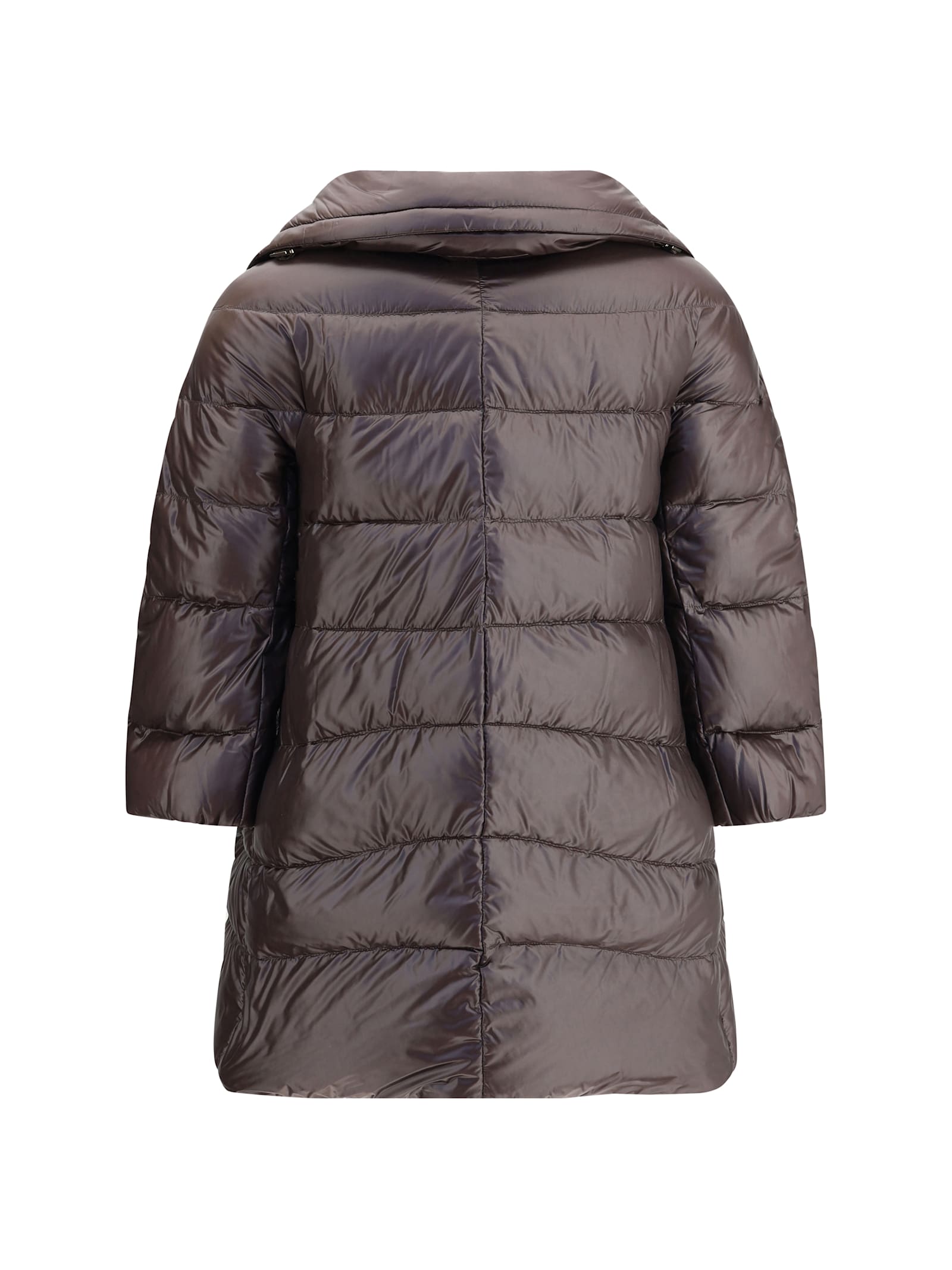 Herno Quilted Padded Midi Jacket With High Collar In Brown