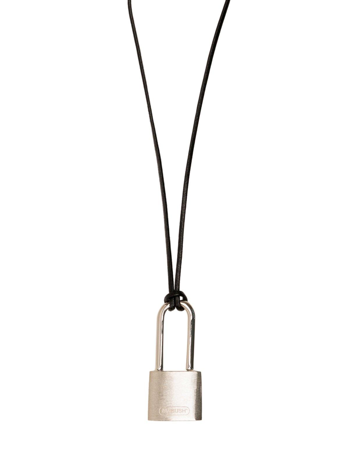 Shop Ambush Padlock Pendant Necklace In Argento