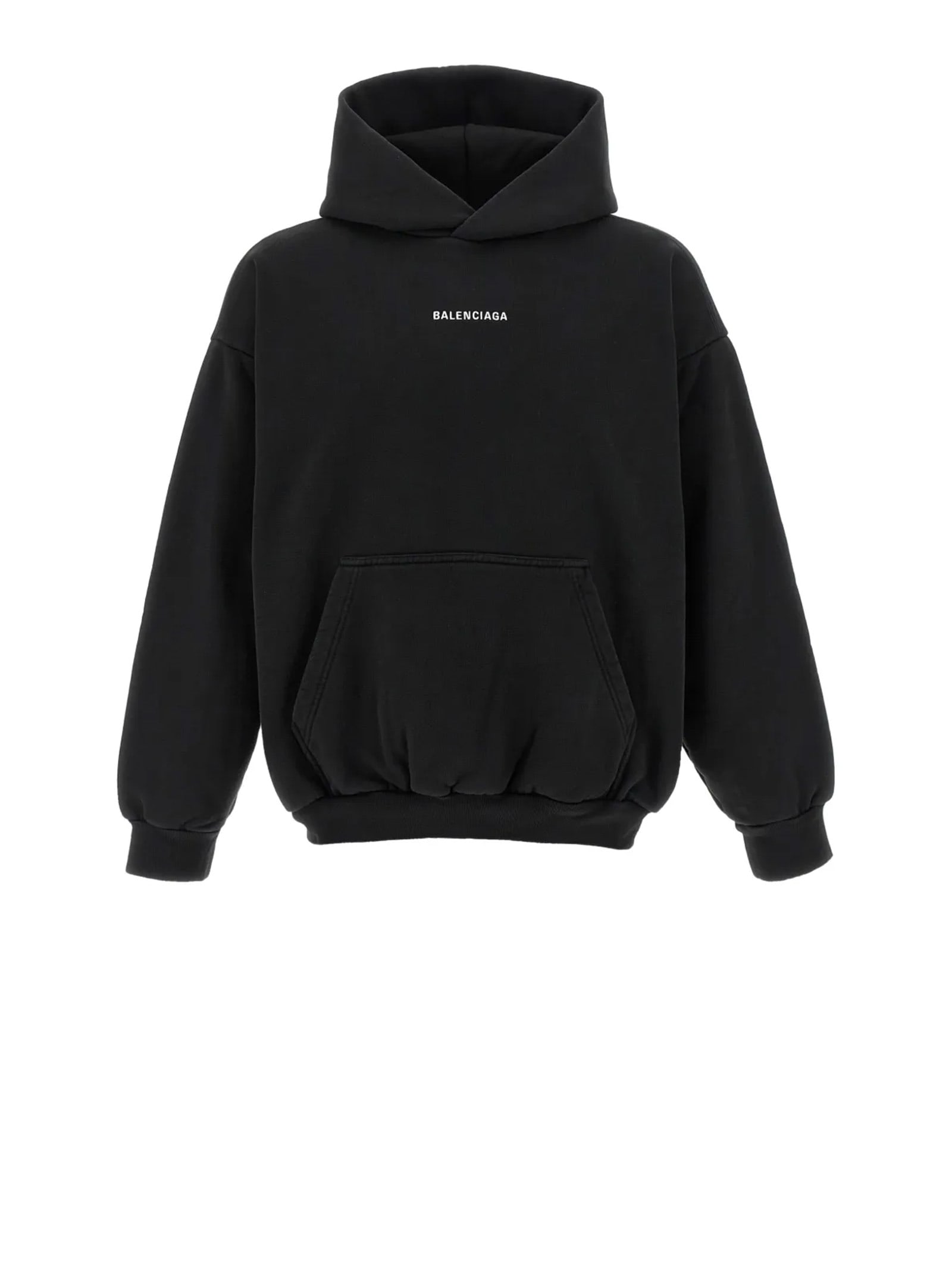 Balenciaga Relaxed-fit Cotton Hooded Sweatshirt With Design In Black