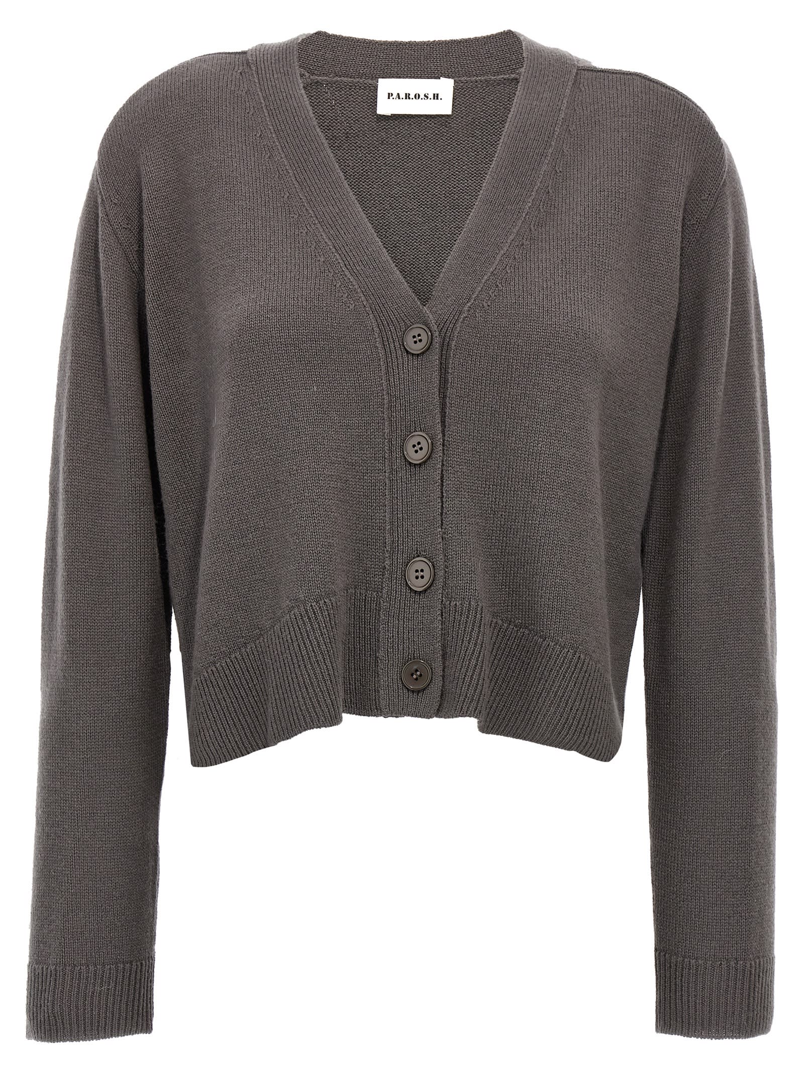 Shop P.a.r.o.s.h Loos Cardigan In Gray