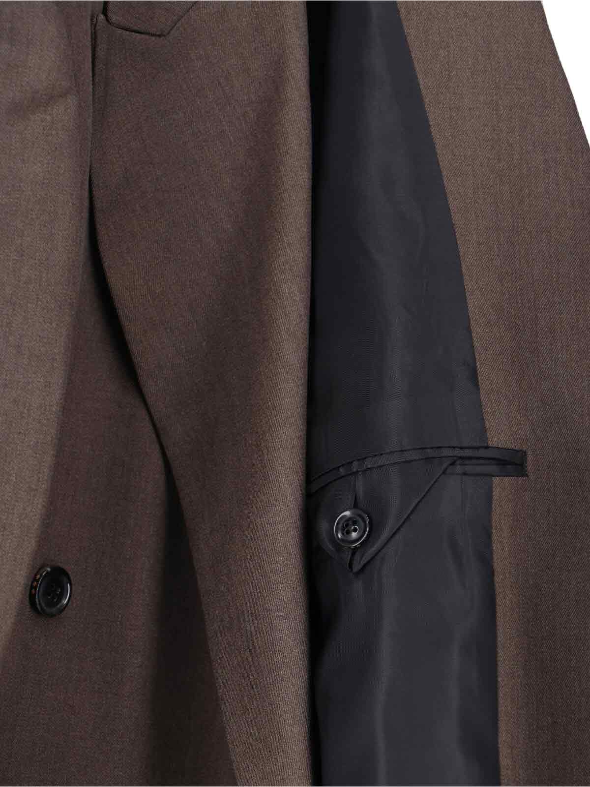 Tonywack Double-breasted Notch Lapel Blazer And Pockets In Brown