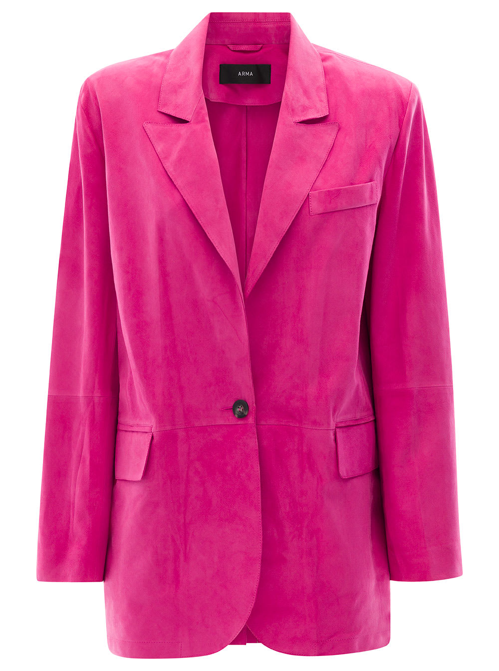 ARMA HOT PINK GOAT SUEDE BLAZER WITH FRONT POCKETS WOMAN