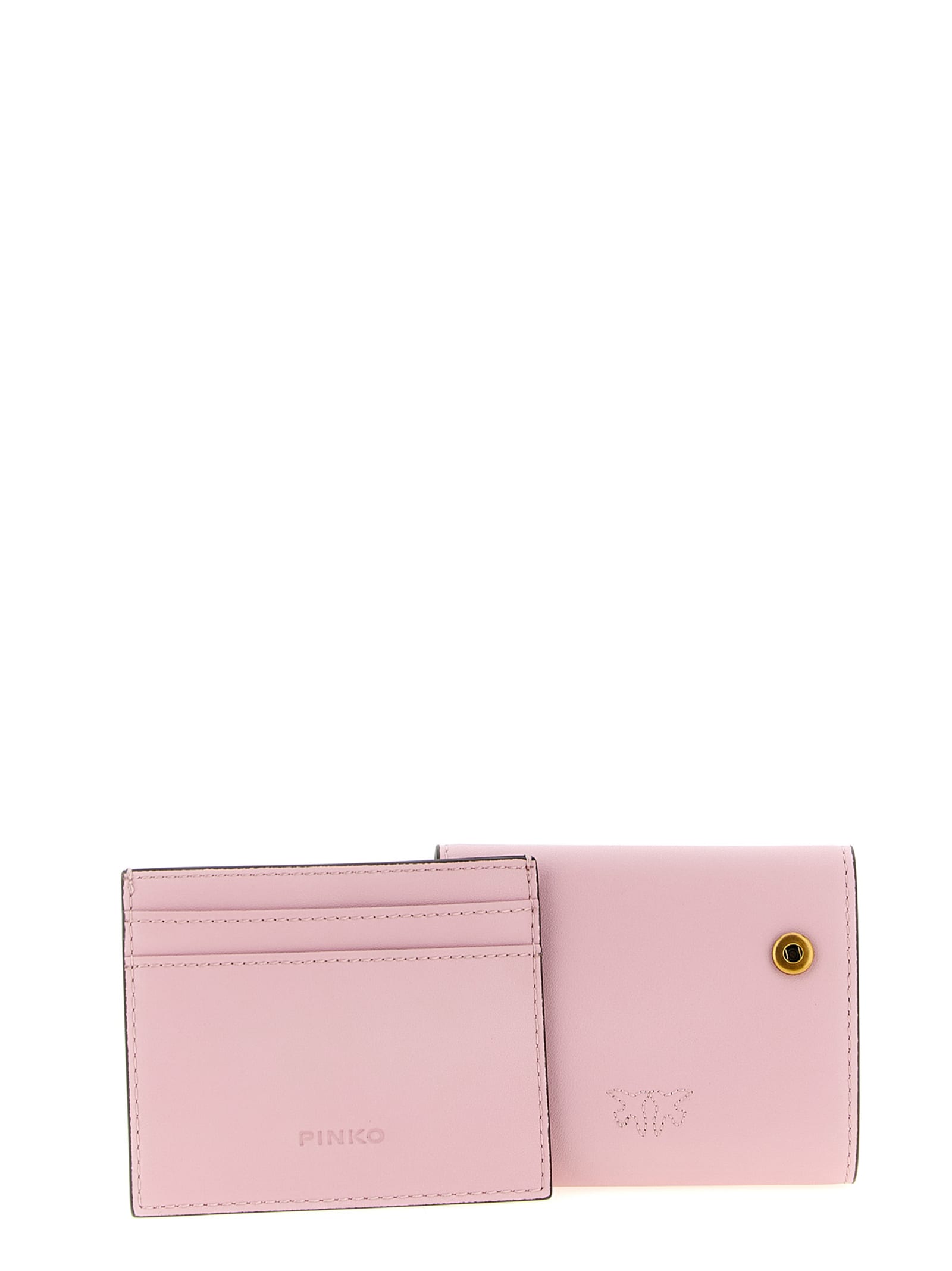 Pinko Buckle Leather Wallet In Pink