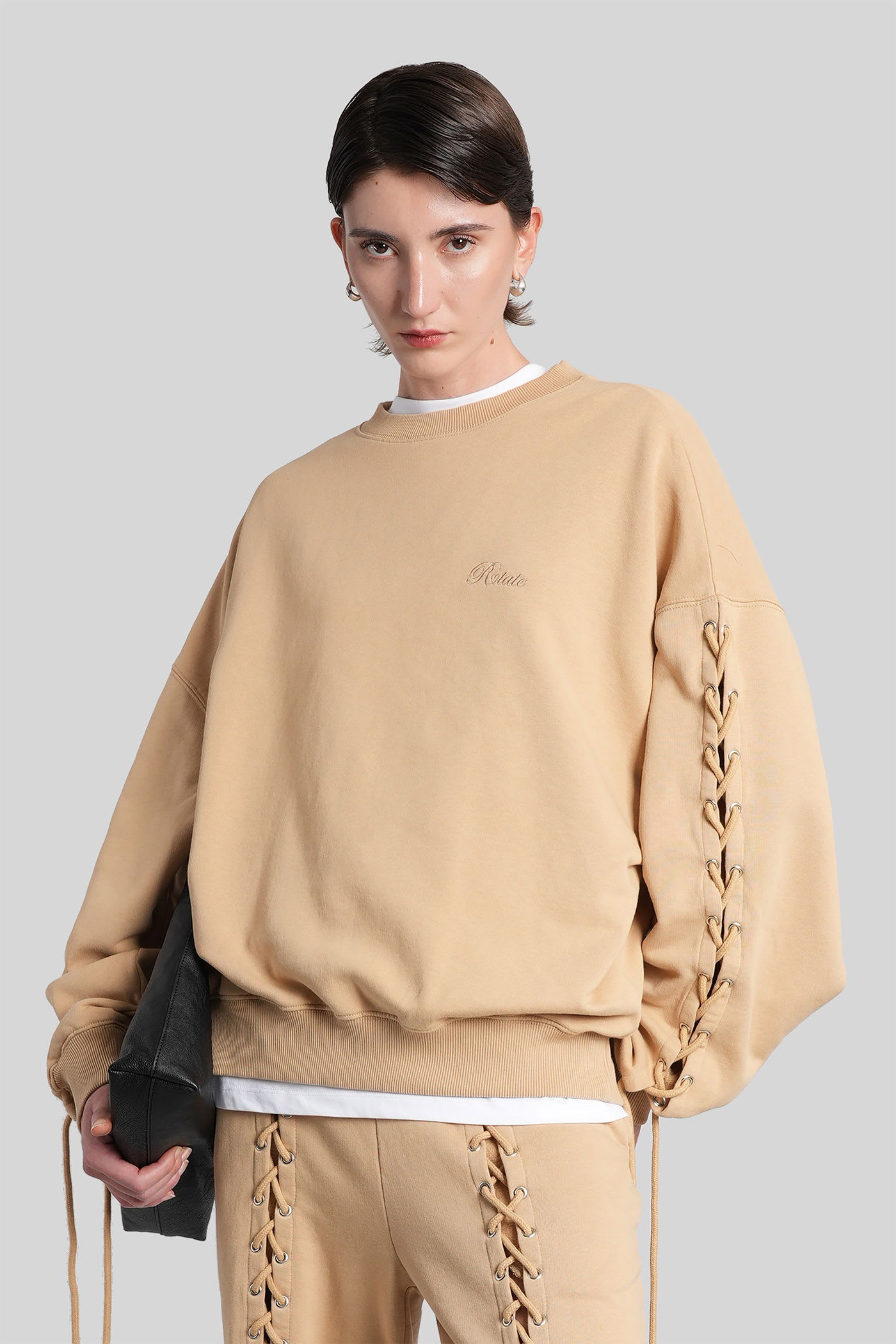 Rotate Birger Christensen Sweatshirt In Camel Cotton In Brown