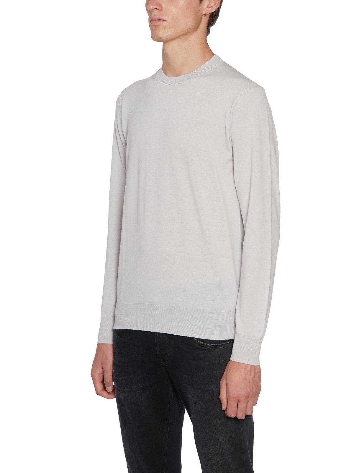 Shop Paolo Pecora Long Sleeved Crewneck Jumper In Gesso