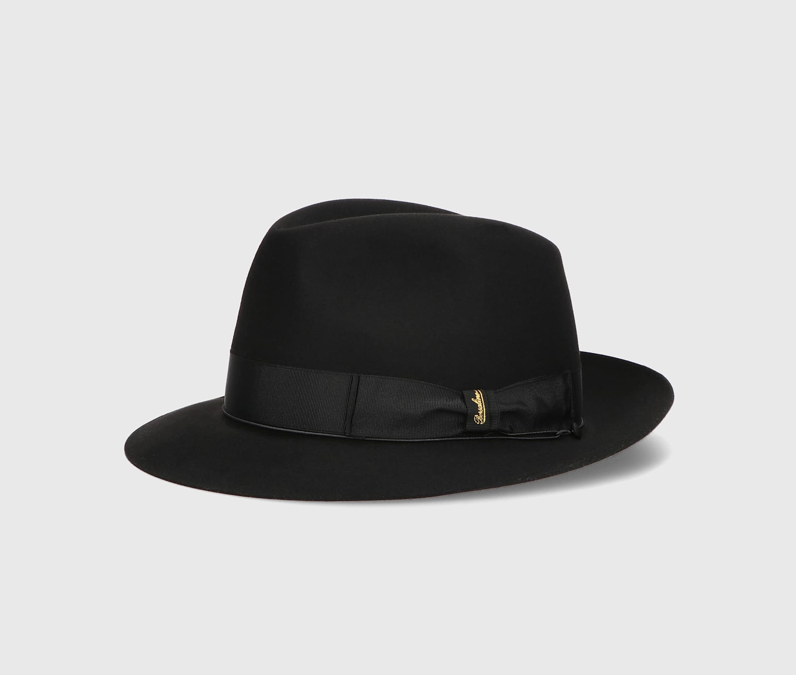 Shop Borsalino Beaver Medium Brim In Black, Tone On Tone Hatband