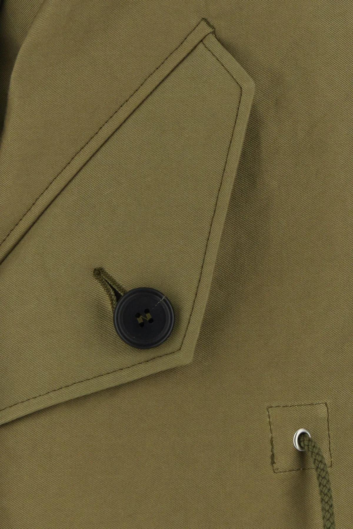 Prada Army Green Satin Cotton Parka Coat In Green