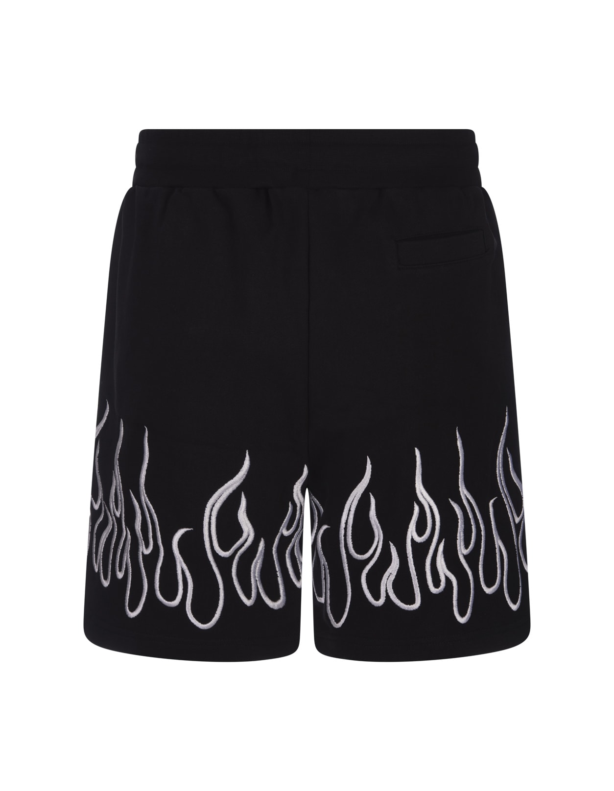 Shop Vision Of Super Black Shorts With Embroidered White Flames