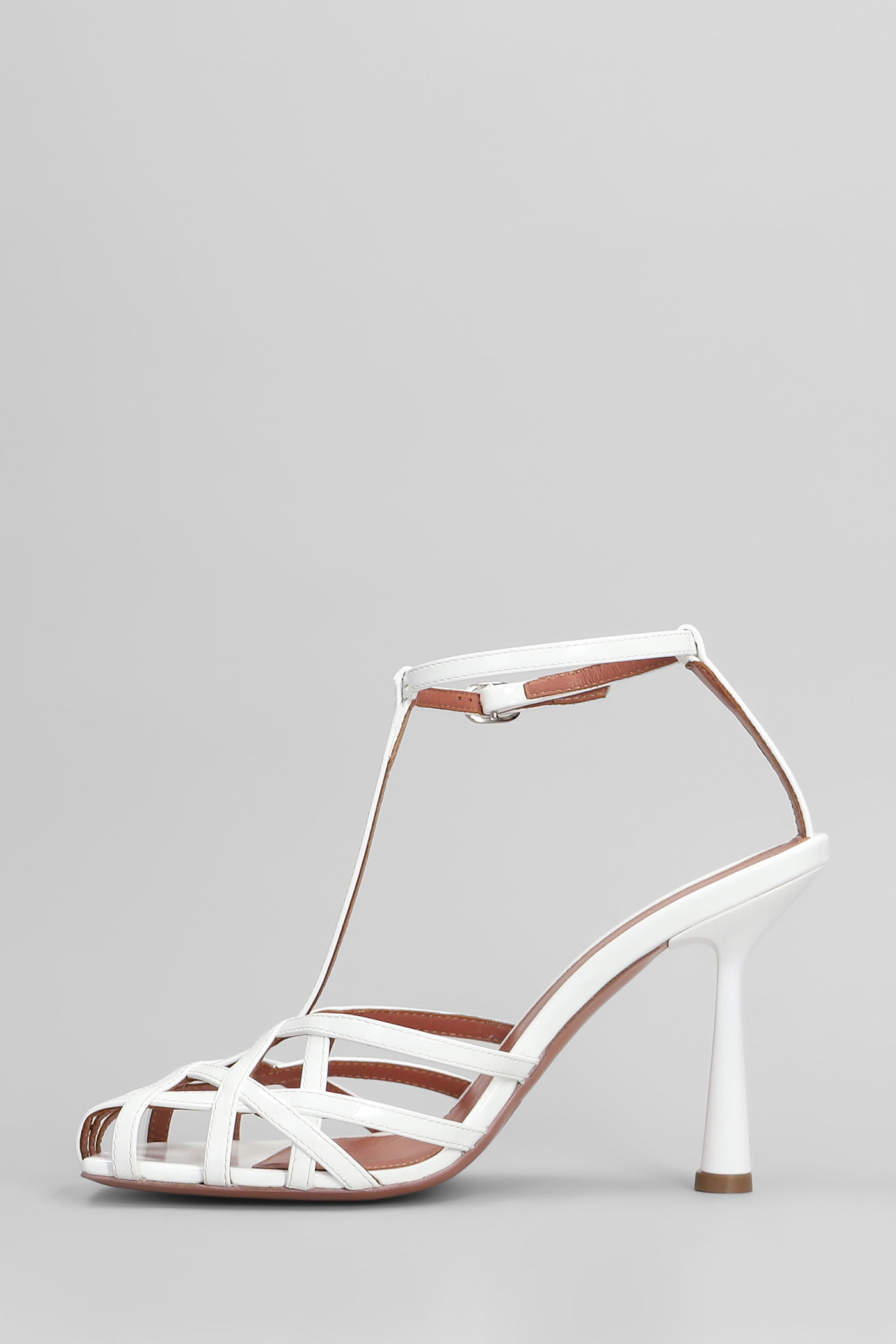 Aldo Castagna Lidia Sandals In White Patent Leather In White