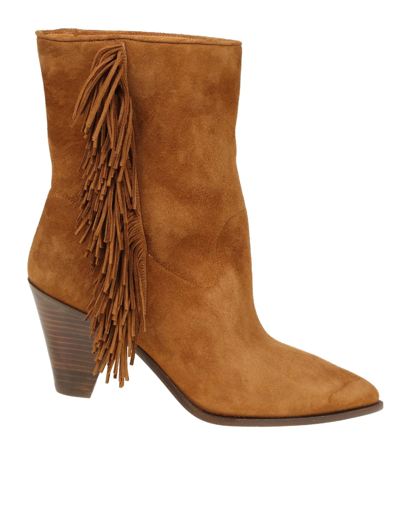 AQUAZZURA MARFA COWBOY ANKLE BOOTS IN SUEDE LEATHER